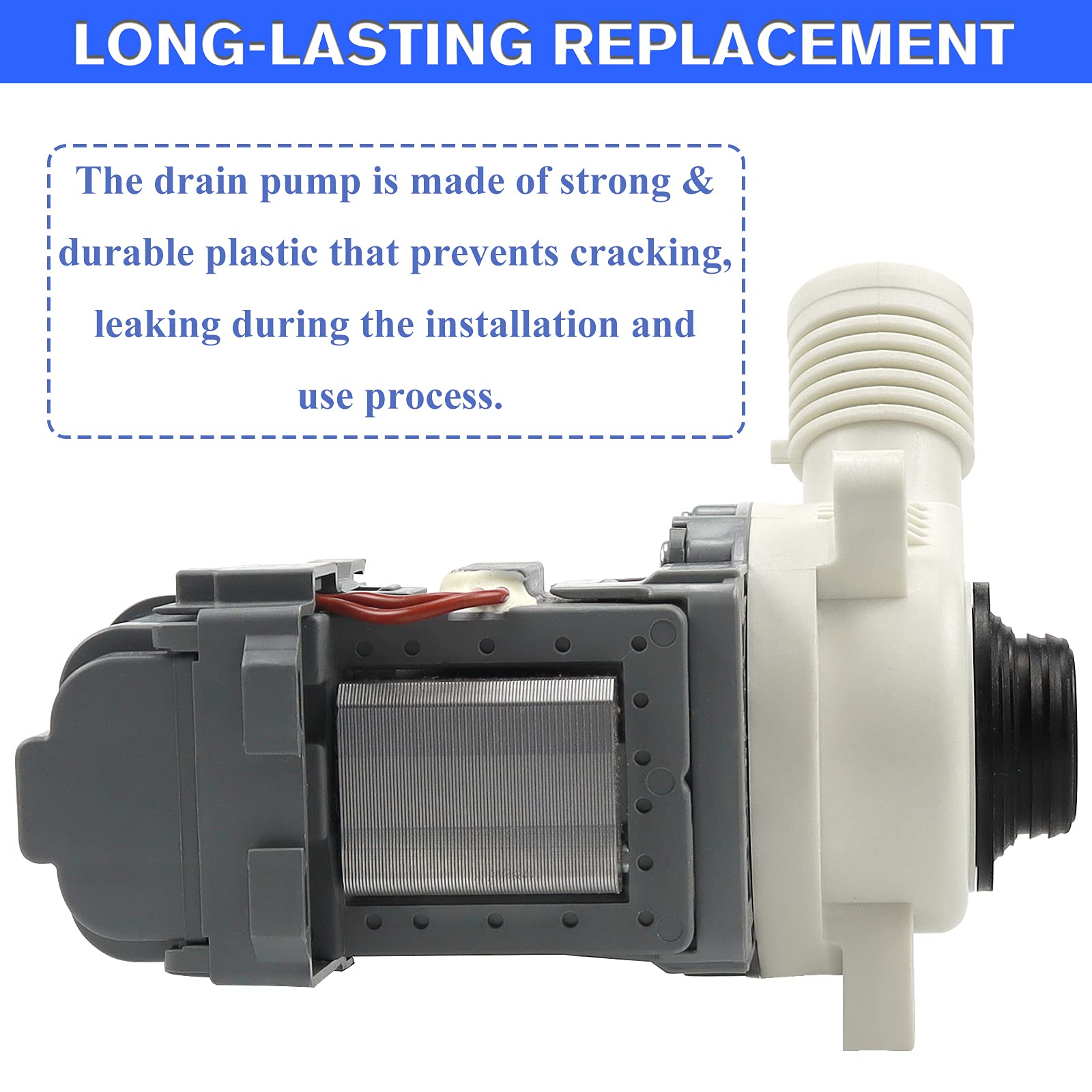 W10276397 Washer Drain Pump for Whirlpool Kenmore Mayt-ag Washing Machine-Replaces WPW10276397VP B40-3A 1874334 AP6018417 LP397(10 Years WARRANTY) - Image 3