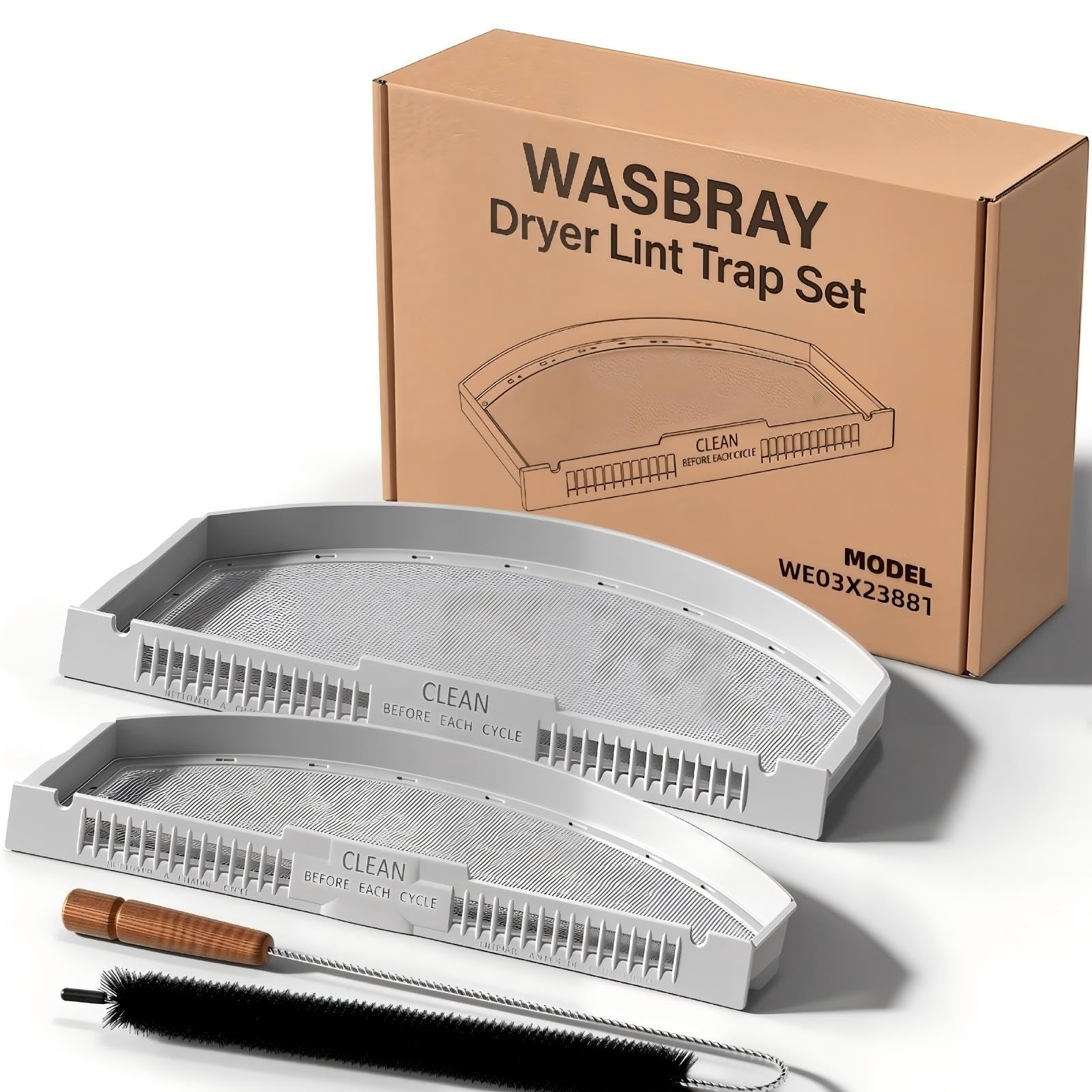 WE03X23881 Filter Replacement for GE Dryer Lint Trap Replacement with Cleaning Brush for GE GTD65EBSJ3WS GTD33EASK0WW GTD42EASJ2WW GTD42GASJ2WW GTD45EASJ2WS Replaces PS11763056 Trap Screen 2 Packs - Image 7