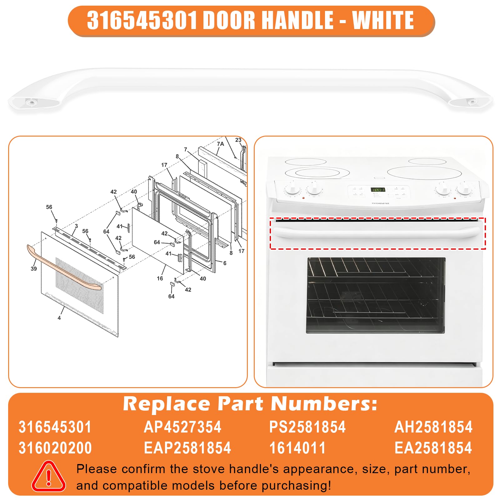 Upgraded 316545301 Oven Handle for Frigidaire Stove Door Handle Replacement - Image 5
