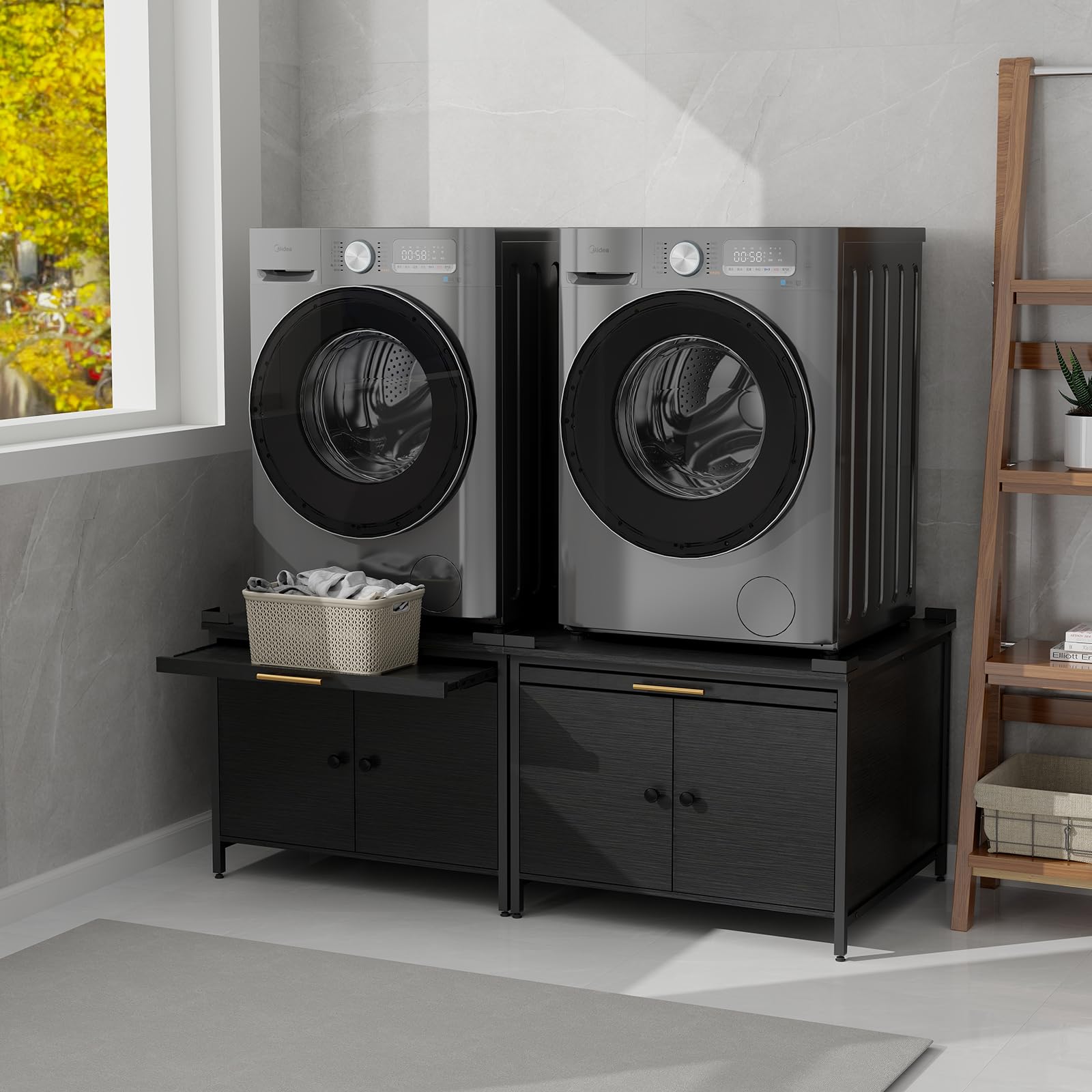 ZealWe 2 Pack 29" Laundry Pedestal for Washer and Dryer,700LBS CAP,Black