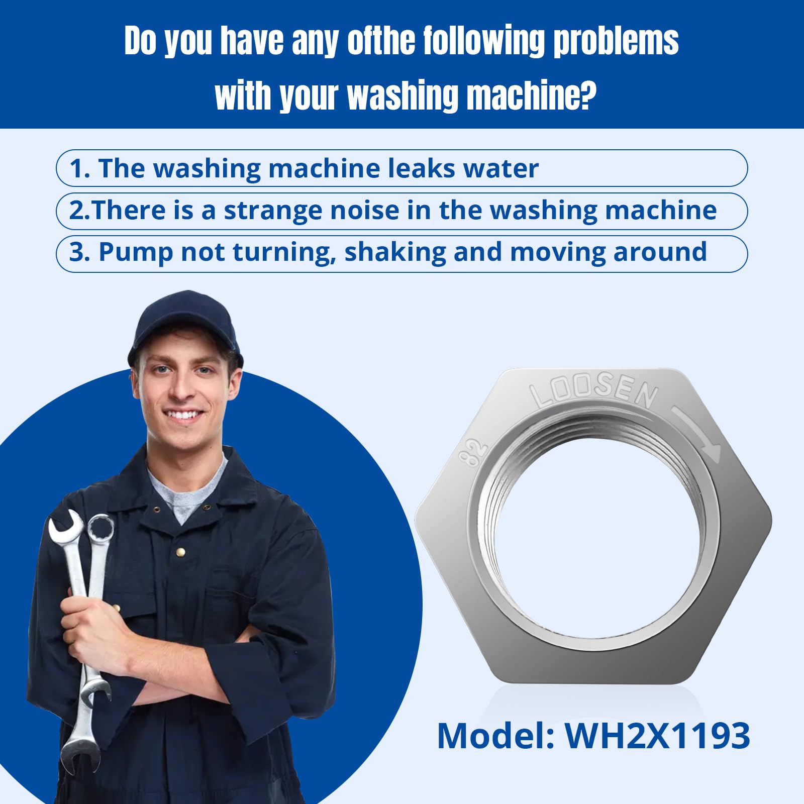 WH2X1193 Washing Machine Hub Nut Replacement for Ge Washer Tub Nut - Image 7