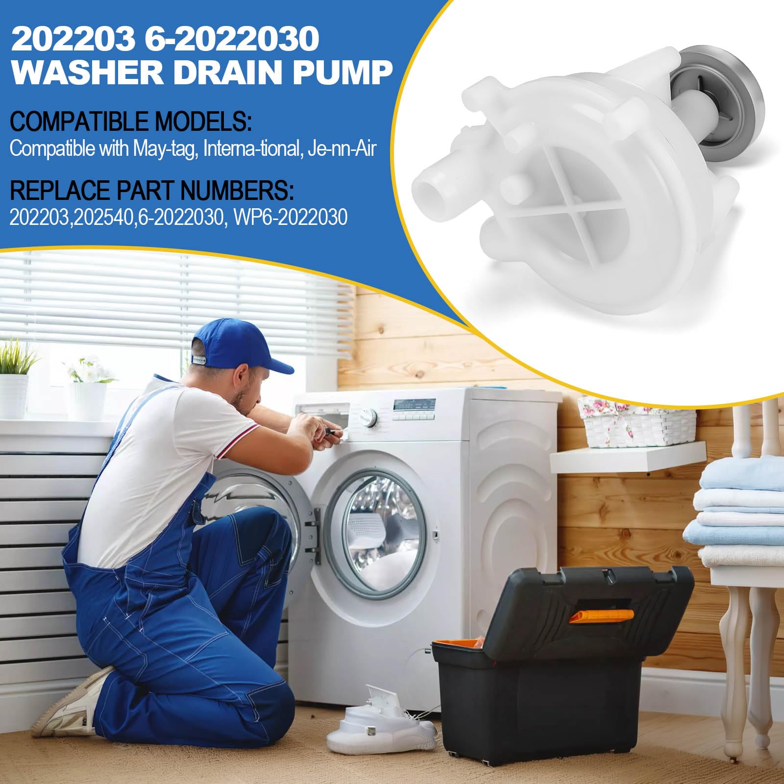 Lucky Seven 202203 Washer Drain Pump for Maytag Washer,Replaces 202203, 202540, 6-2022030, WP6-2022030 - Image 4