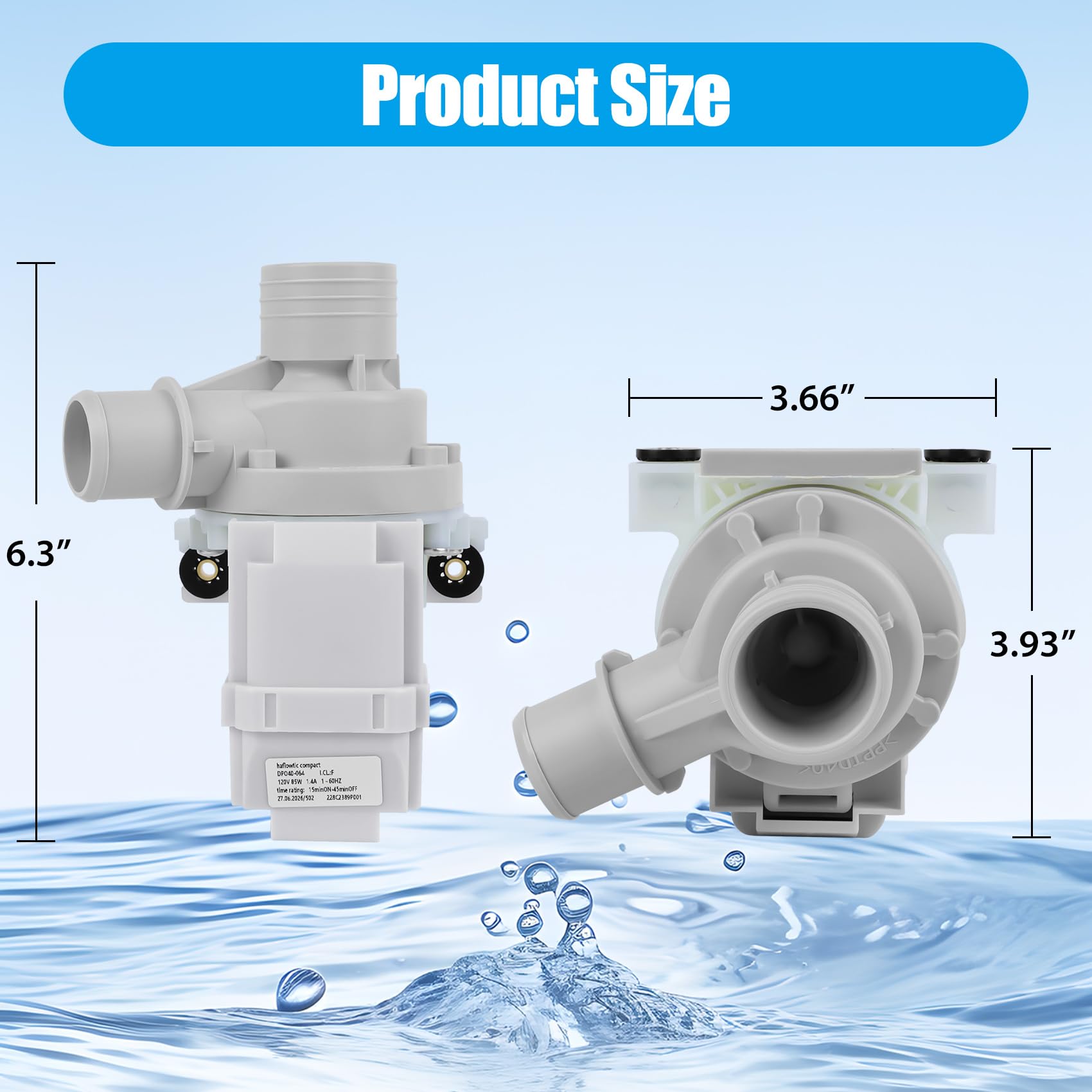 WH23X10040 DP040-064 Washer Drain Pump Compatible with GE Kenmore Washers, 228C2389P001 PS3501453 AP5306354 Washer Drain Pump Replacement Parts for GE GUD27ESSM1WW GUD27ESSJ1WW GUD27GSSM2WW - Image 5