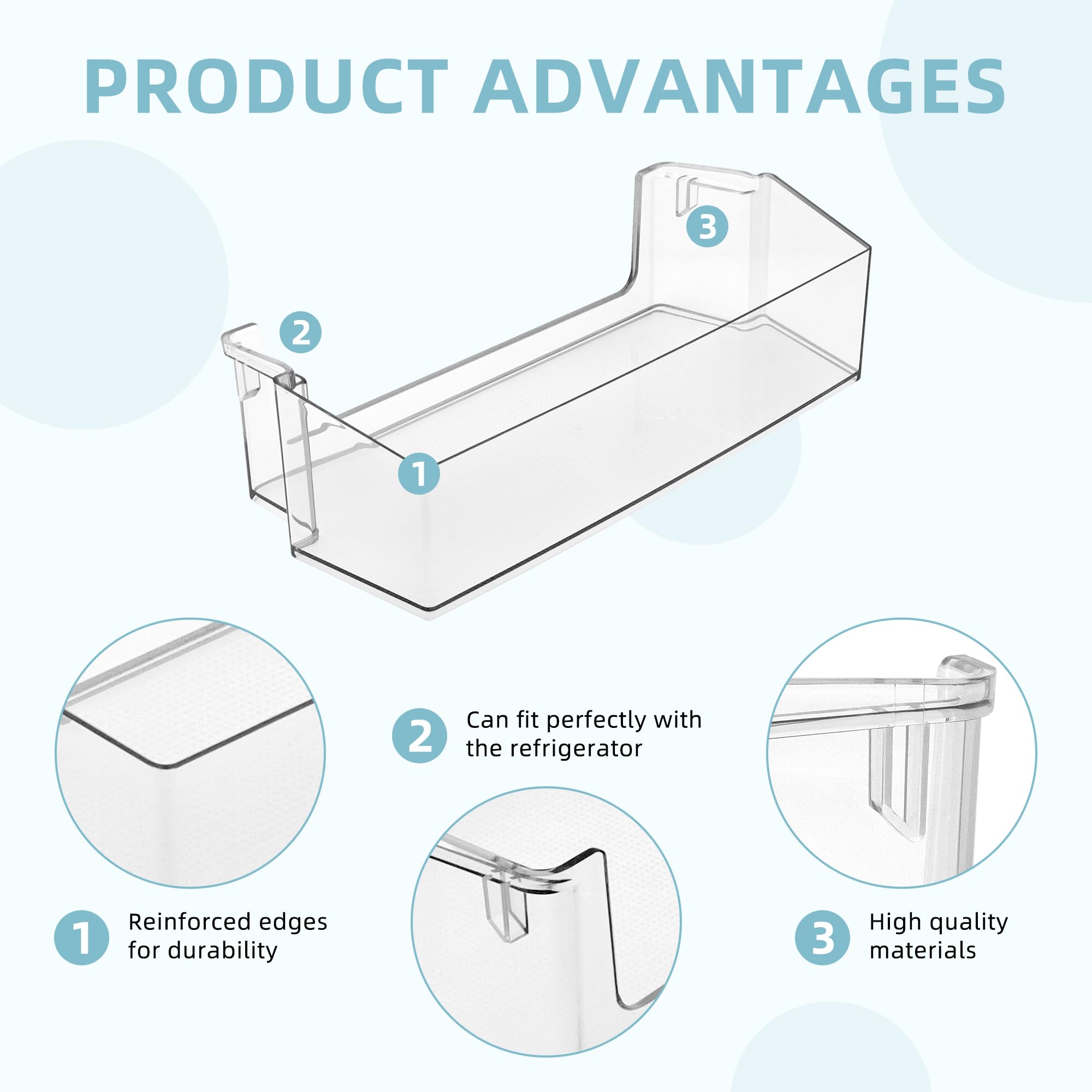 2 PACK W10900538 W11239961 Refrigerator Door Shelf Bin (RIGHT) BY AMI PARTS - Image 7