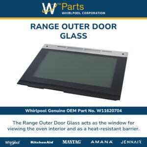 Whirlpool W11620704 Genuine OEM Range Outer Door Glass Replacement Part - Replaces W11506543