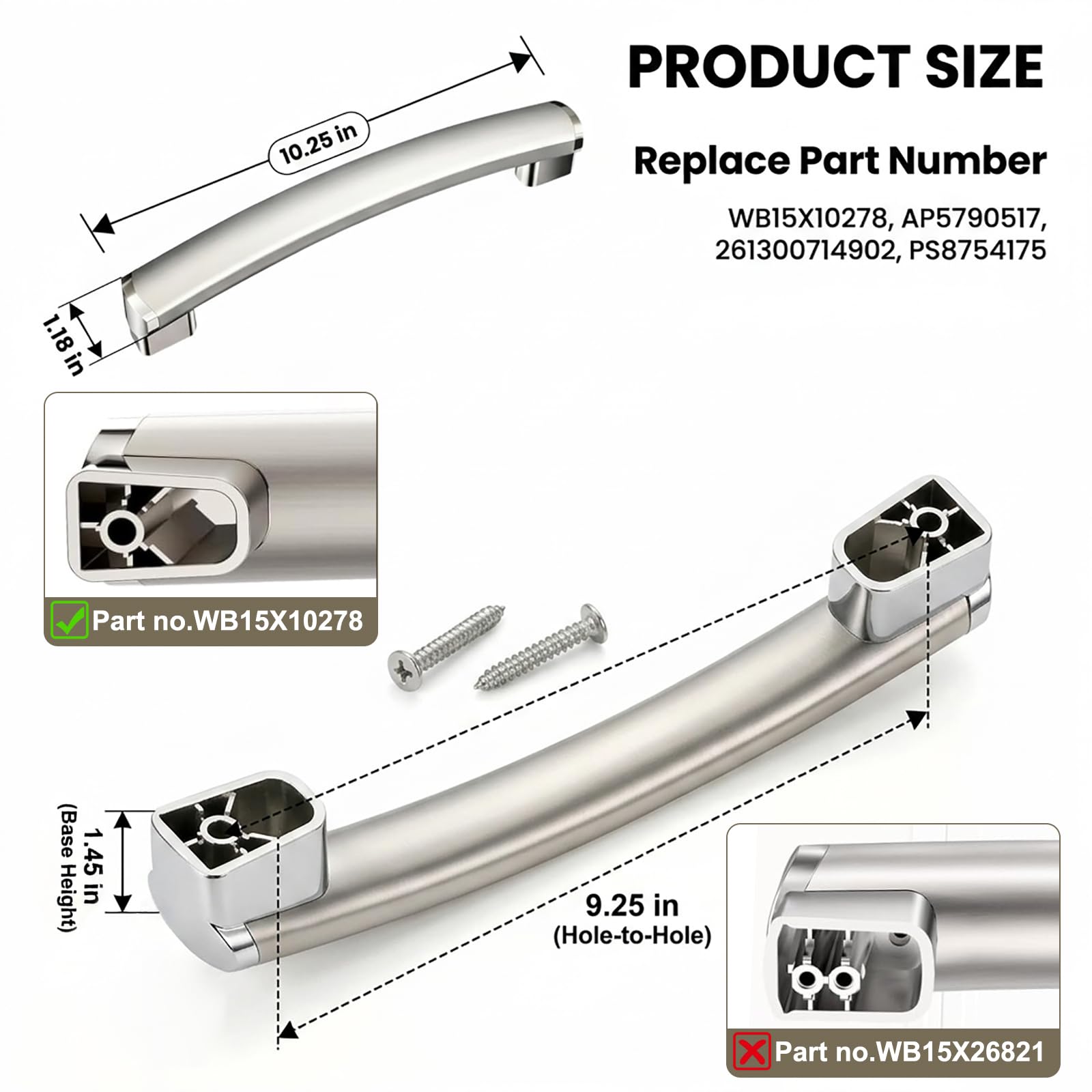 WB15X10278 Microwave Handle Part for GE JVM3160RF5SS JVM3160RF3SS