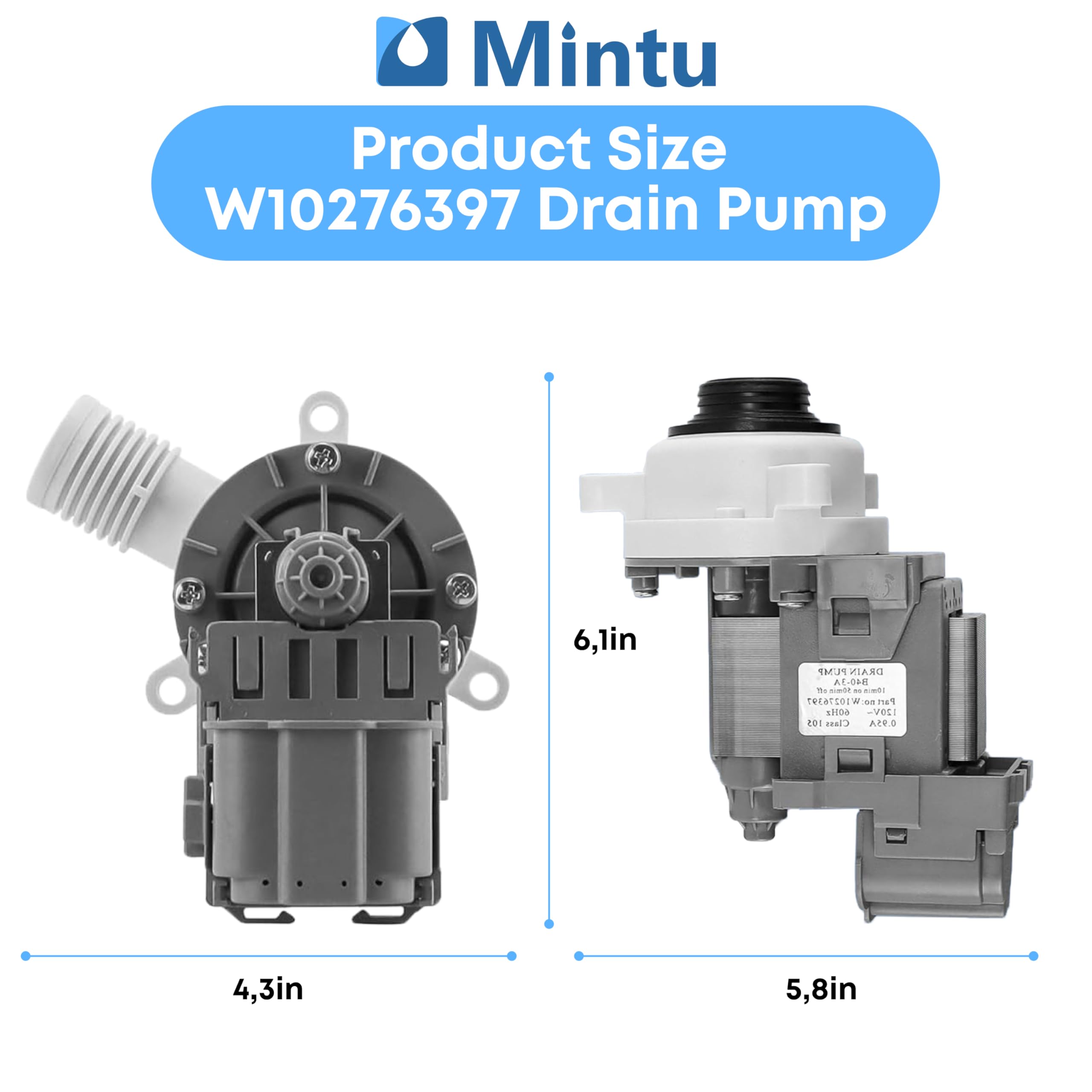 W10276397 Washer Drain Pump Replacement For Whirlpool Kenmore Maytag Washing Machines, Replace WPW10276397VP B40-3A AP6018417 LP397 WPW10276397 Washer Parts - 2026 UPGRADE - Image 7