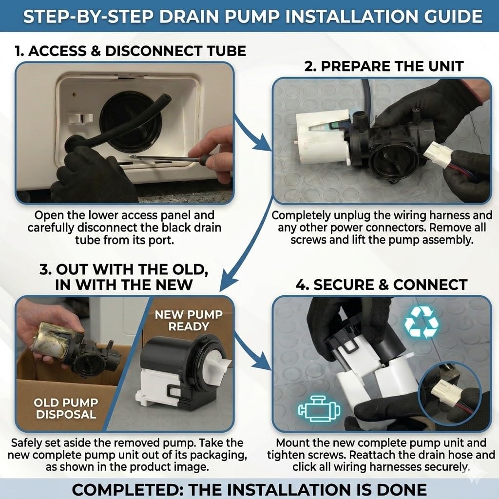 OEM Quality Washer Drain Pump For LG WM2487HWM,WM0642HW, WM3499HVA,WM8000HVA, WM3770HWA,WM3170CW