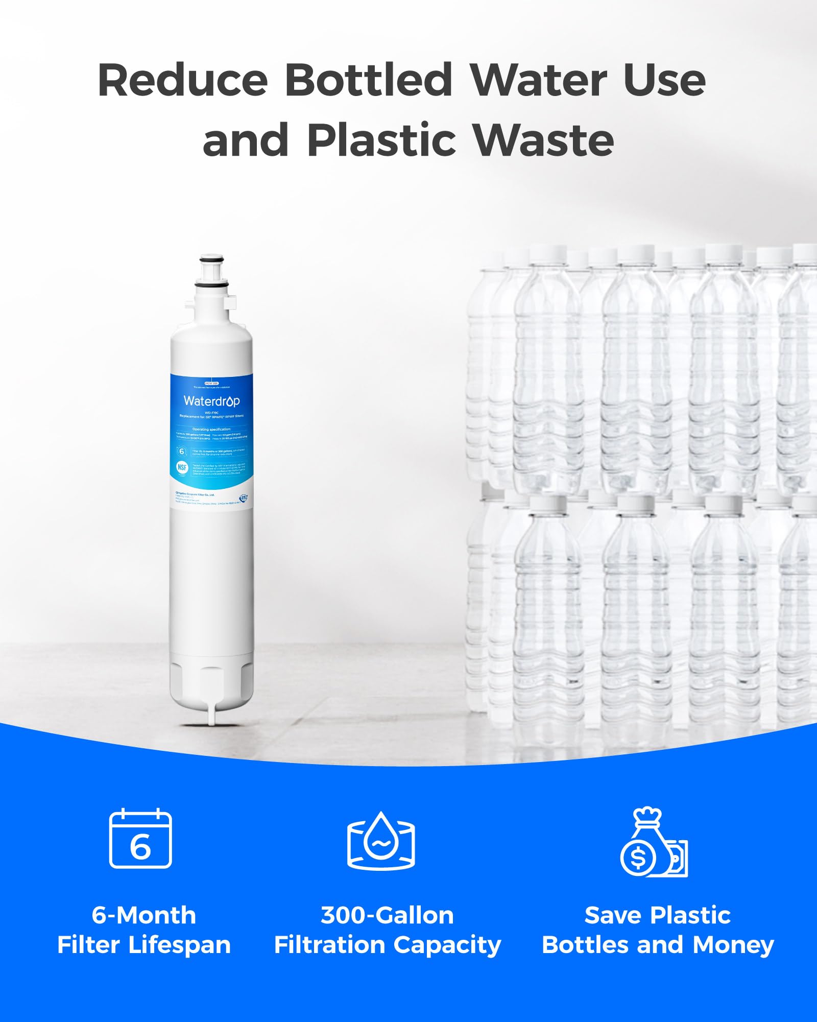 Waterdrop WD-F19C Water Filter Replacement for GE® RPWFE®, 3 Pack - Image 5