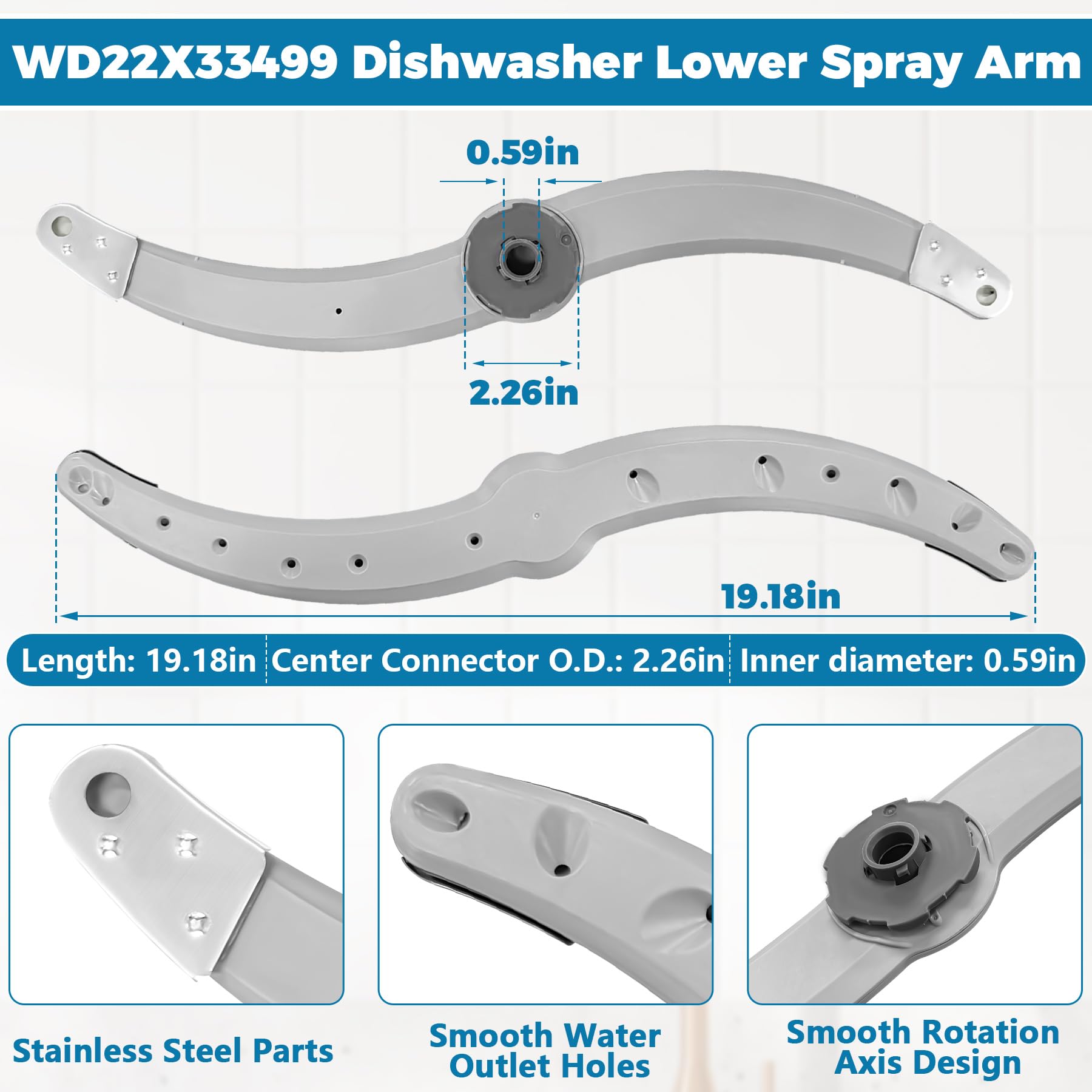 WD22X27724 WD22X33499 Dishwasher Lower Spray Arm Replacement for GE - Image 3