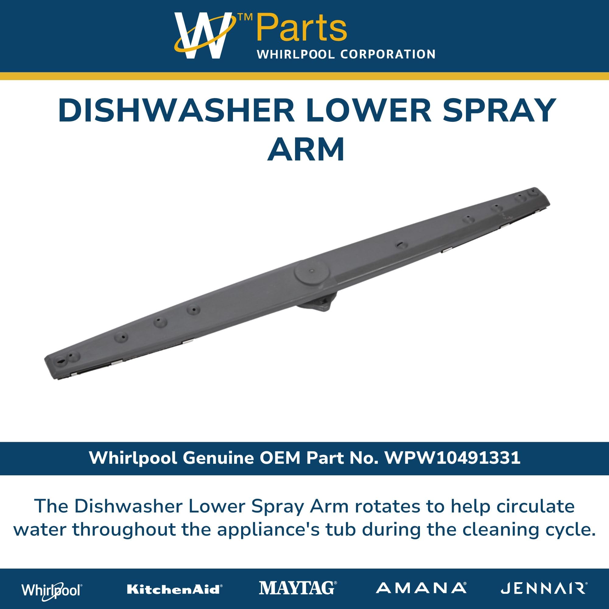 Whirlpool WPW10491331 OEM Dishwasher Lower Wash Arm Assembly