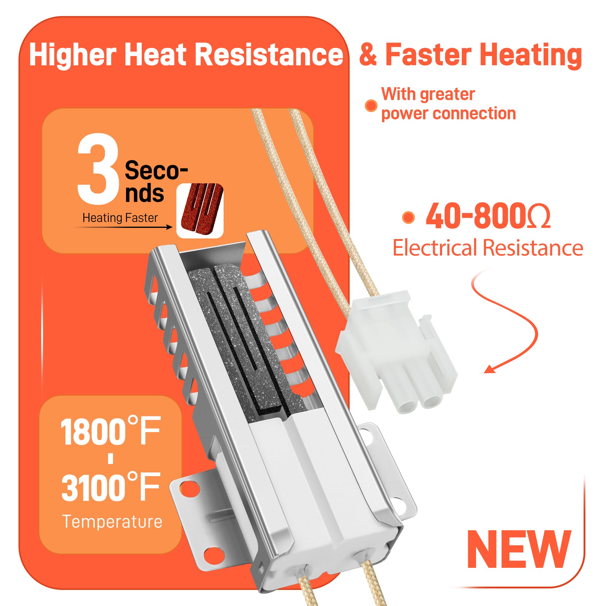Upgraded WB13K21 Gas Range Oven Igniter Fit for G-E Sam-sung 5303935066 DG94-00520A NX58H5600SS NX58h9500WS Replacement for Ken-more Hot-point Norton-501a WB2X9998 IG9998 Gas Range Oven by BOGDA - Image 7