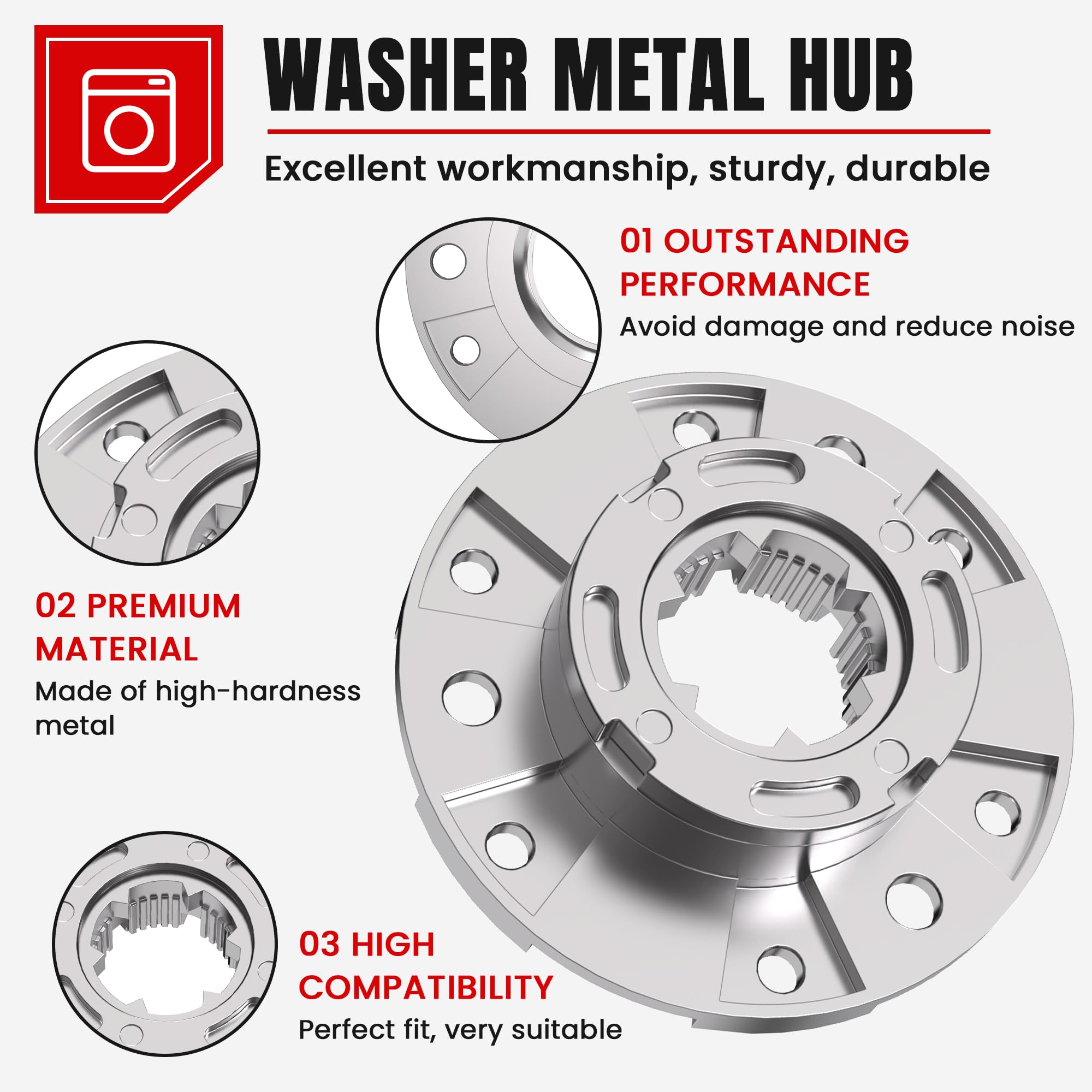 Washing Machine Hub W10324651 Fit for Whirl-pool May-tag Ken-more - Image 5