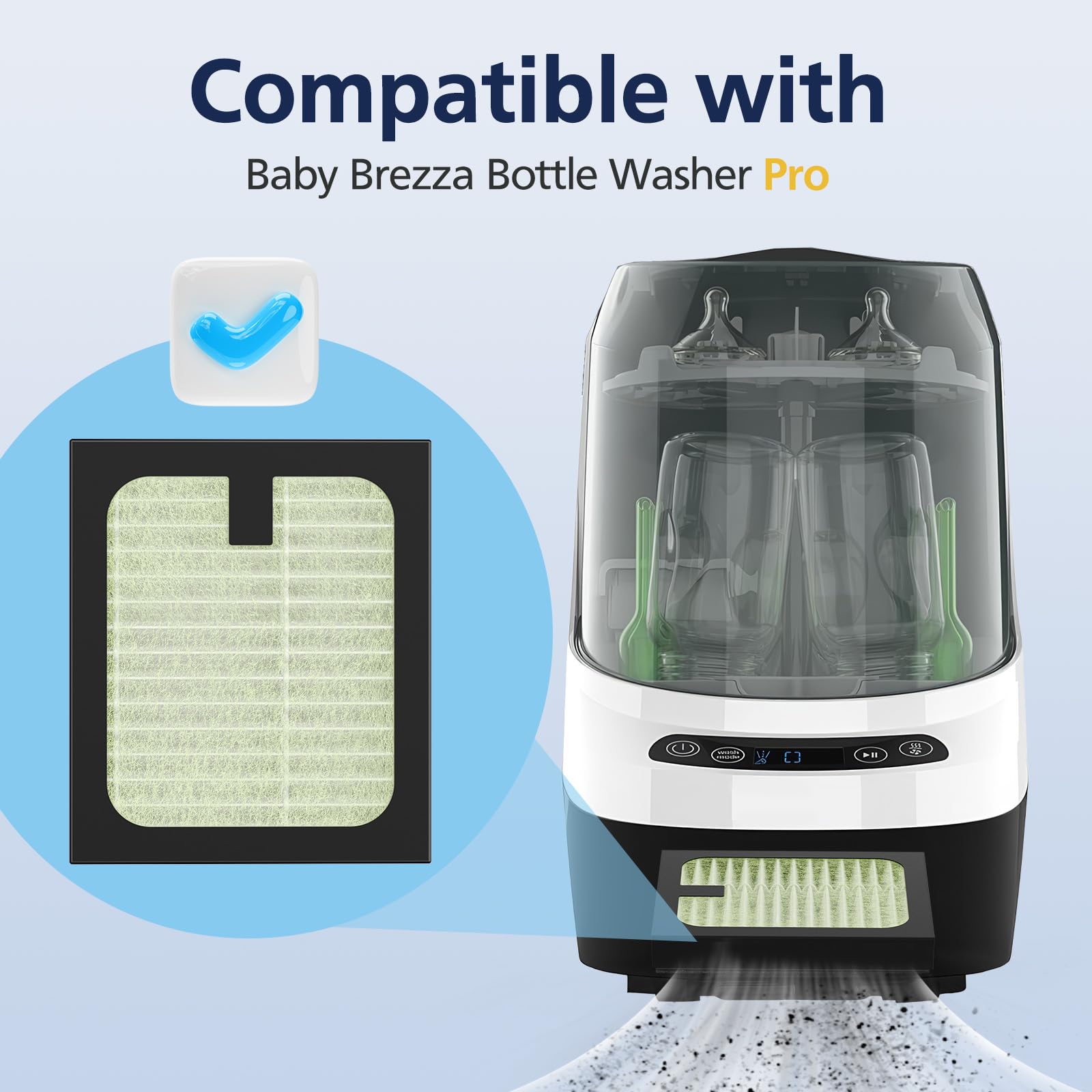 4 Pack HEPA Filter Replacement for Baby Brezza Baby Bottle Washer Pro - Image 5