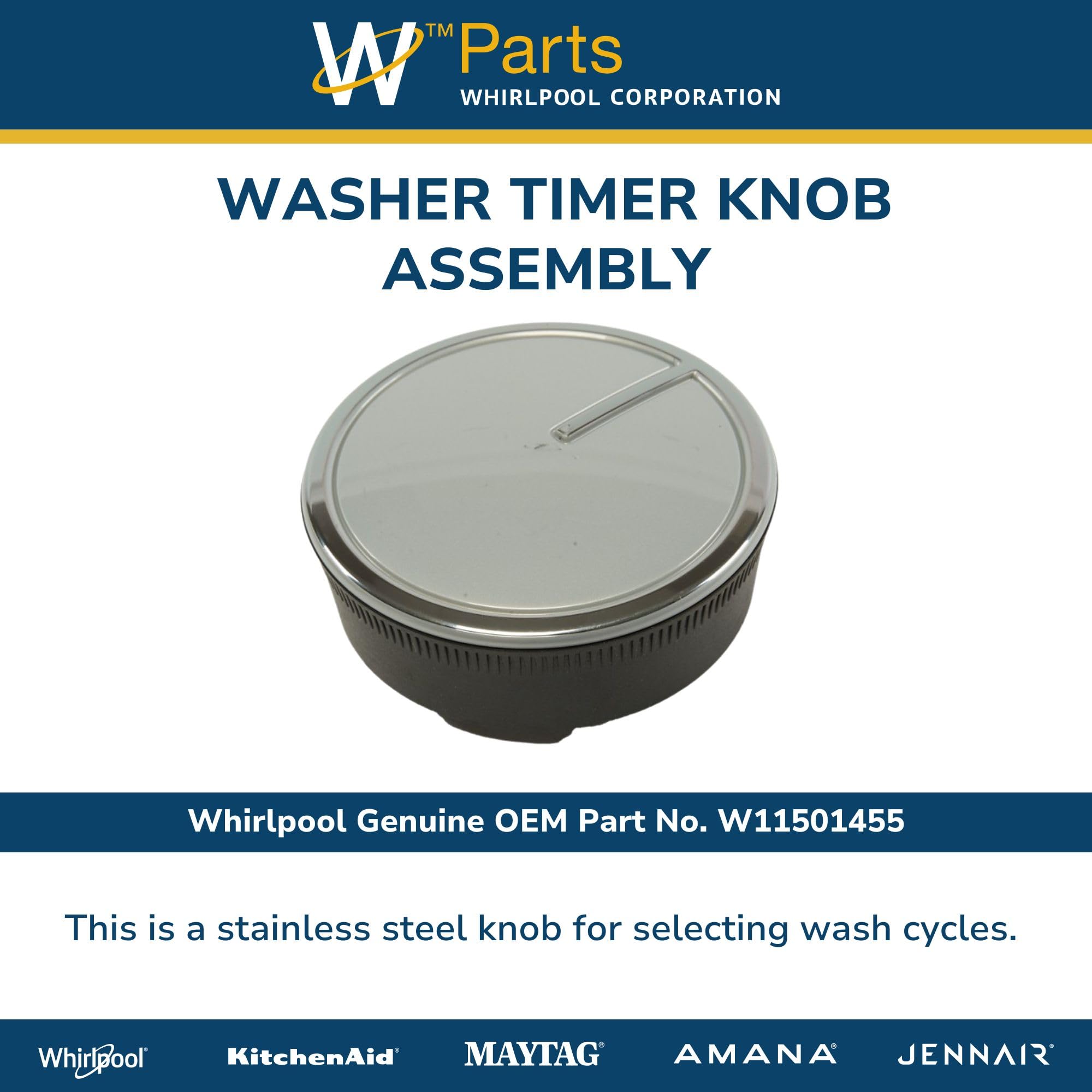 Whirlpool W11501455 Genuine OEM Washer Timer Knob Assembly Replacement Part - Image 7