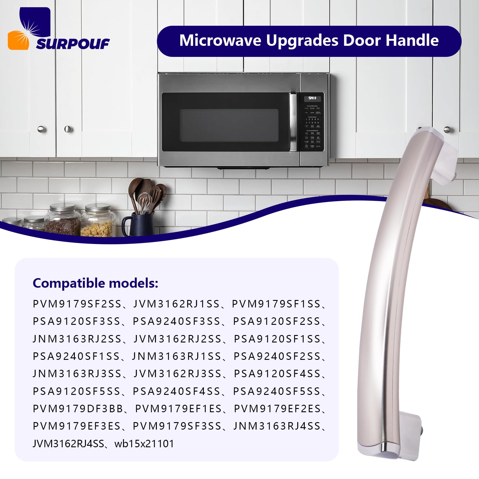 New Upgrade WB15X21101 Microwave Door Handle Compatible with GE Microwave PSA9120SF1SS JNM3163RJ1SS PVM9179SF2SS Replaces 3025571 AP5790530 PS8754188 EAP8754188 - Image 7