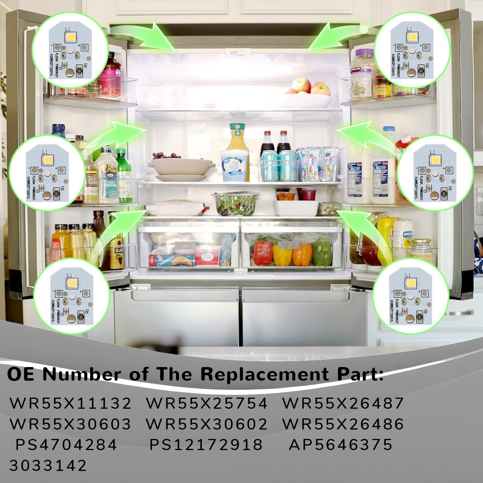 WR55X11132 Refrigerator Light Replacement LED for GE Refrigerator (7 Pcs) - Image 3