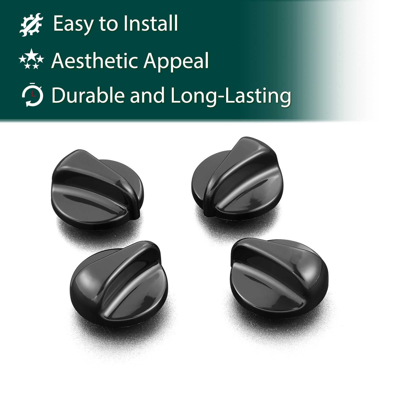 WB03K10035 Stove Knobs Cooktop Replacement Parts for GE Range Cooktop Oven Knob Black Plastic GE Hotpoint General Electric Burner Control XL44 Stove Knob KIP 5963 183d5598 Stove Top Knobs 4 Pcs