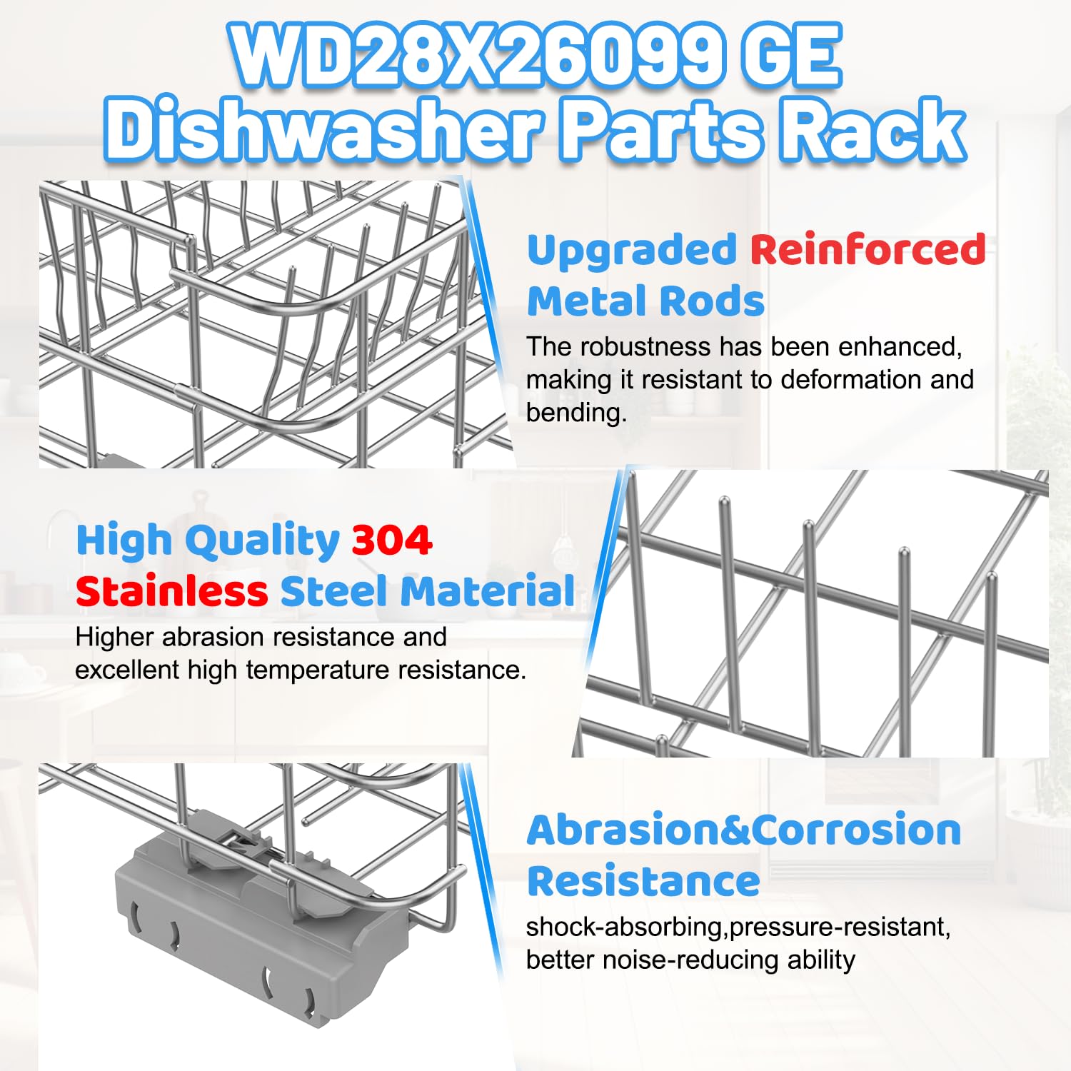 WD28X26099 Lower Rack for GE Dishwasher Rack Replacement,Stainless Steel - Image 4