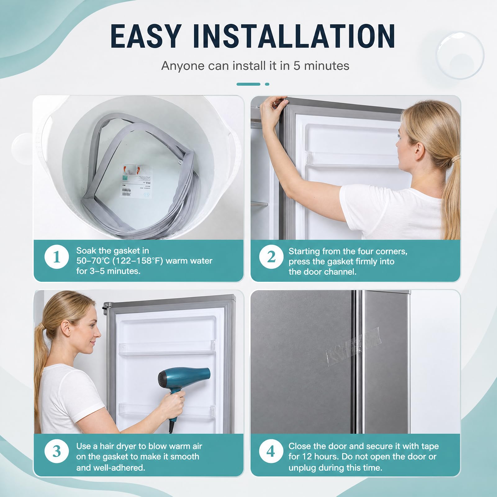 Universal Refrigerator Door Gasket Freezer Door Gasket Magnetic Rubber Seal Part Replaces,No Need to Cut, Custom Made to Your Size - Image 5
