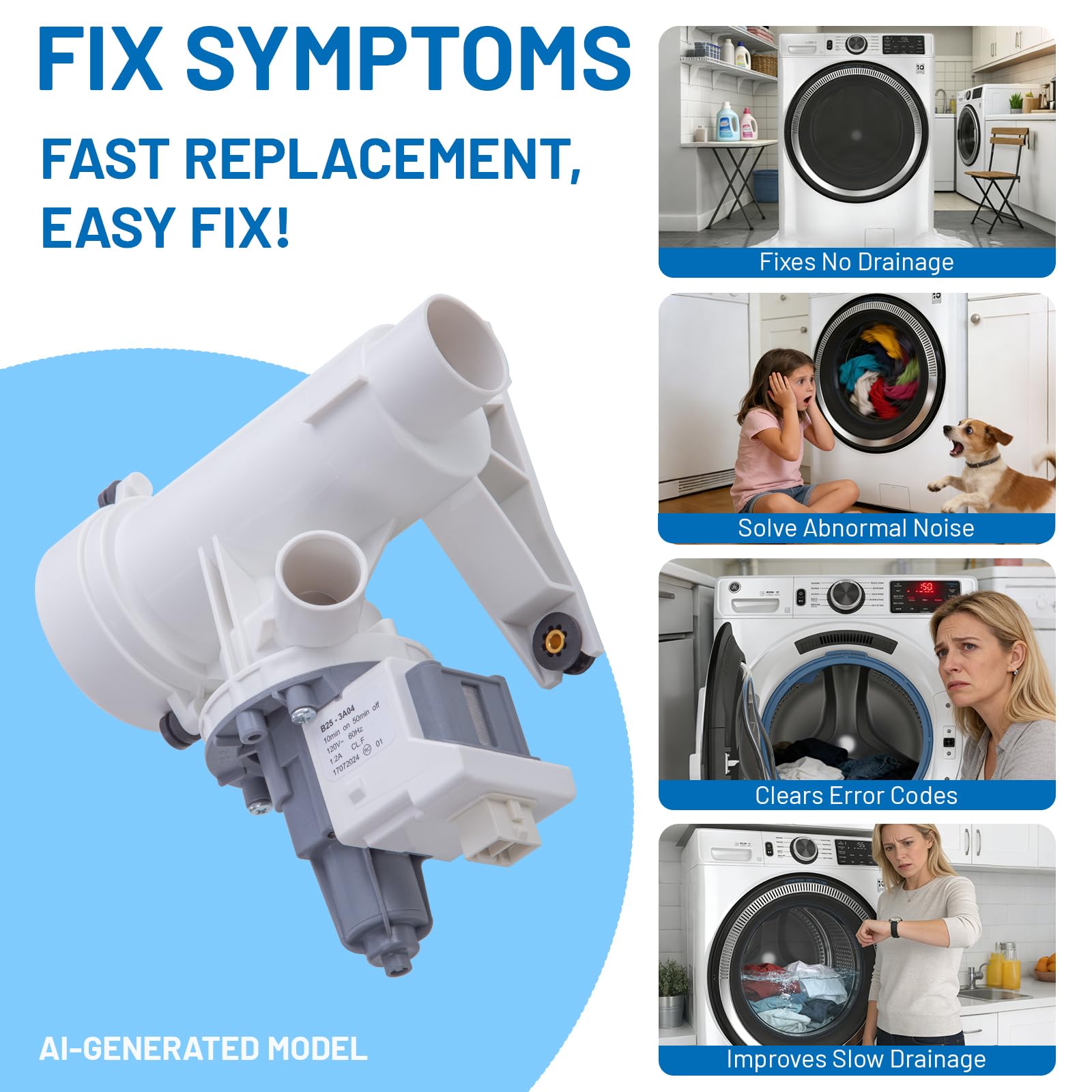 WH11X39237 WH11X29539 Washer Drain Pump for GE GFW550SSN0WW GFW850SPN2RS - Image 6