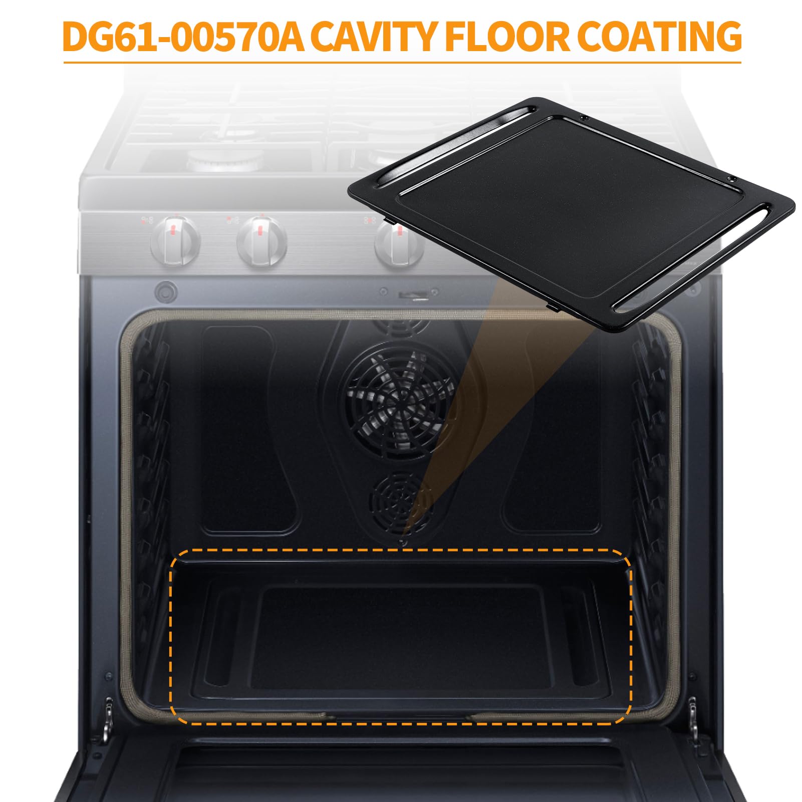 Atgestore DG61-00570A Range Oven Bottom Liner Replacement for Samsung Oven Bottom Plate NX58H5600SS/AA Oven Parts Samsung Gas Stove Oven Liner Cavity Floor Coating Bottom Panel