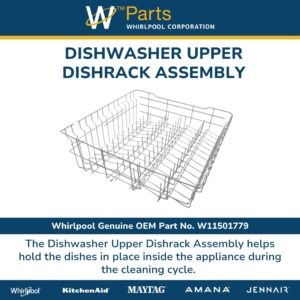 Whirlpool W11501779 Genuine OEM Dishwasher Upper Dishrack Assembly Replacement Part - Replaces W10599523, W10449113, W11188800, WPW10599523, WPW10449113, W10918525, and W10889618