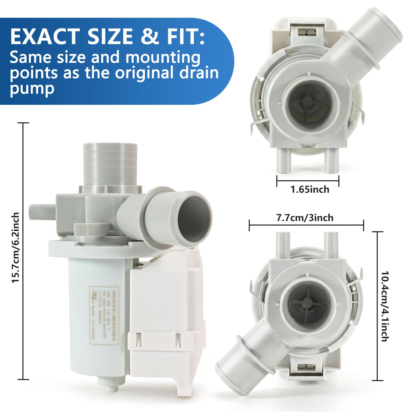 DP040-012 4681EA1007A Washer Drain Pump Replacement - Image 4