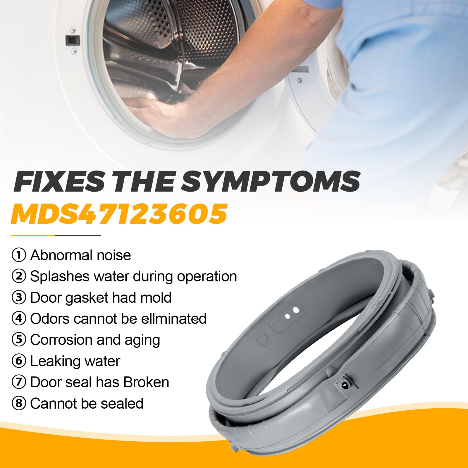 2026 Upgraded MDS47123605 Washer Door Boot Gasket 0EM Rubber Seal - Image 7