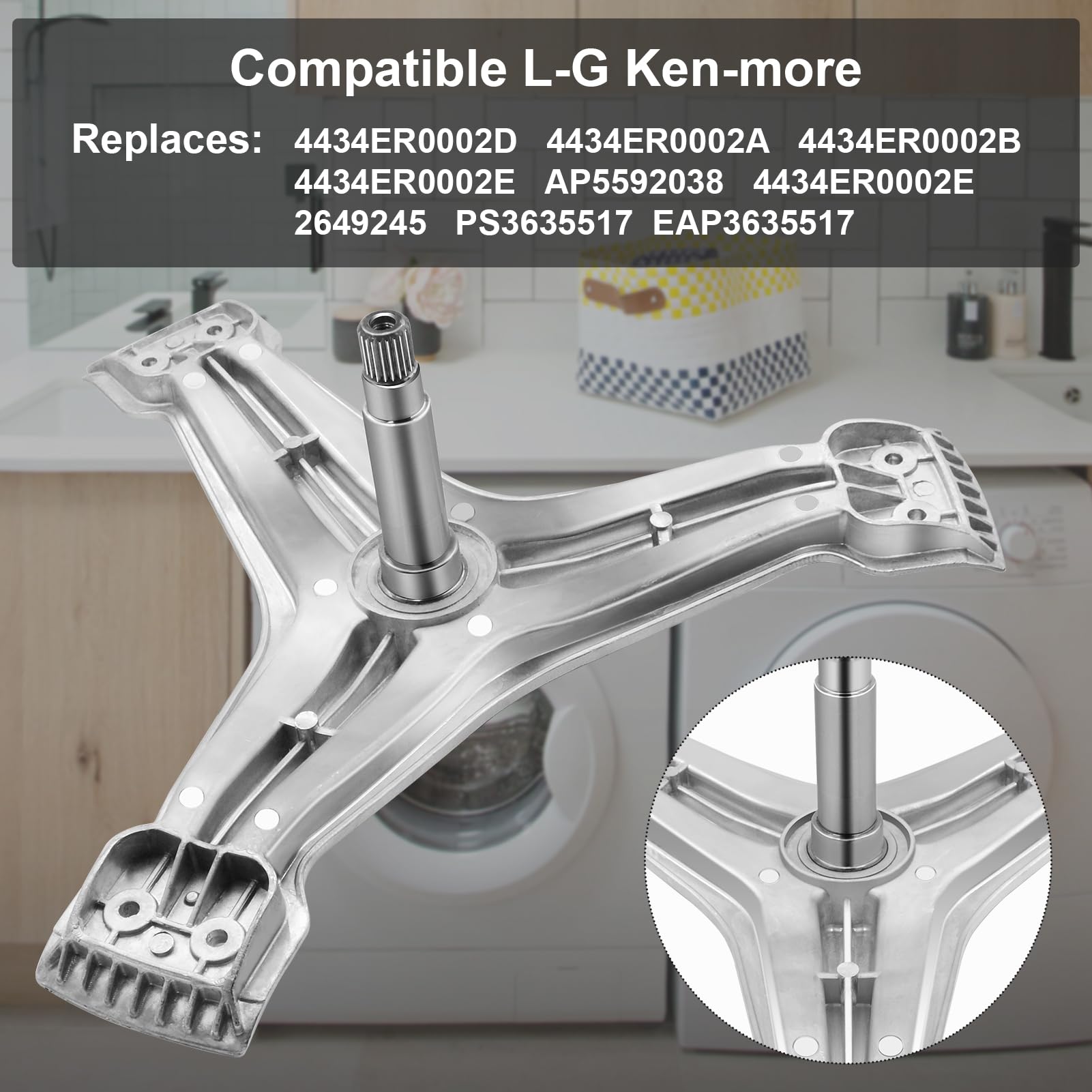 4434ER0002D 4434ER0002H Washer Spinner Support, Fits for L-G Ken-more - Image 8