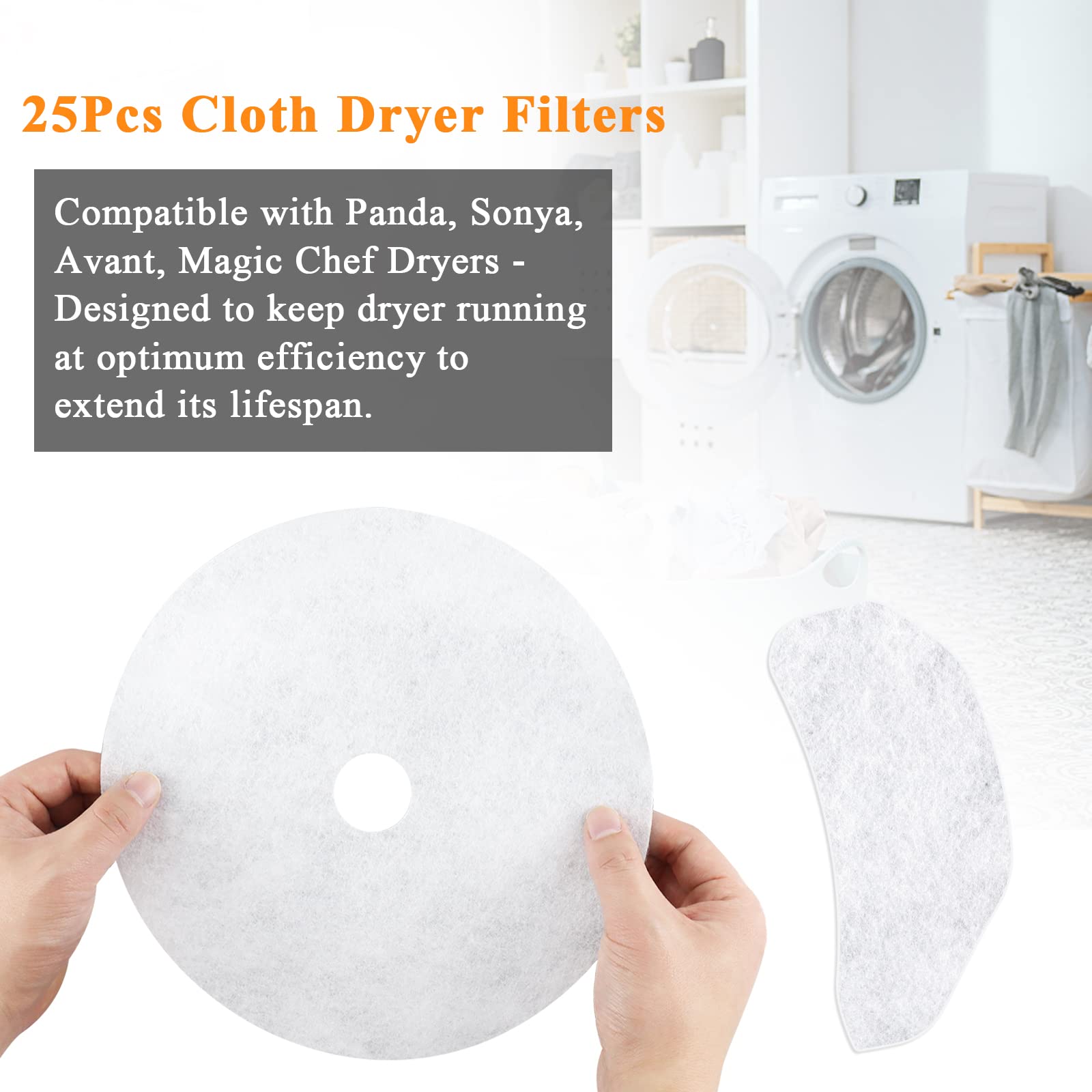 25PCS Cloth Dryer Exhaust Filter for Panda by Blutoget - Universal Dryer Lint Filter Cloth-Compatible for Panda Magic Chef Avant Sonya Dryer-20 Exhaust & 5 Air Intake Filter - Image 5