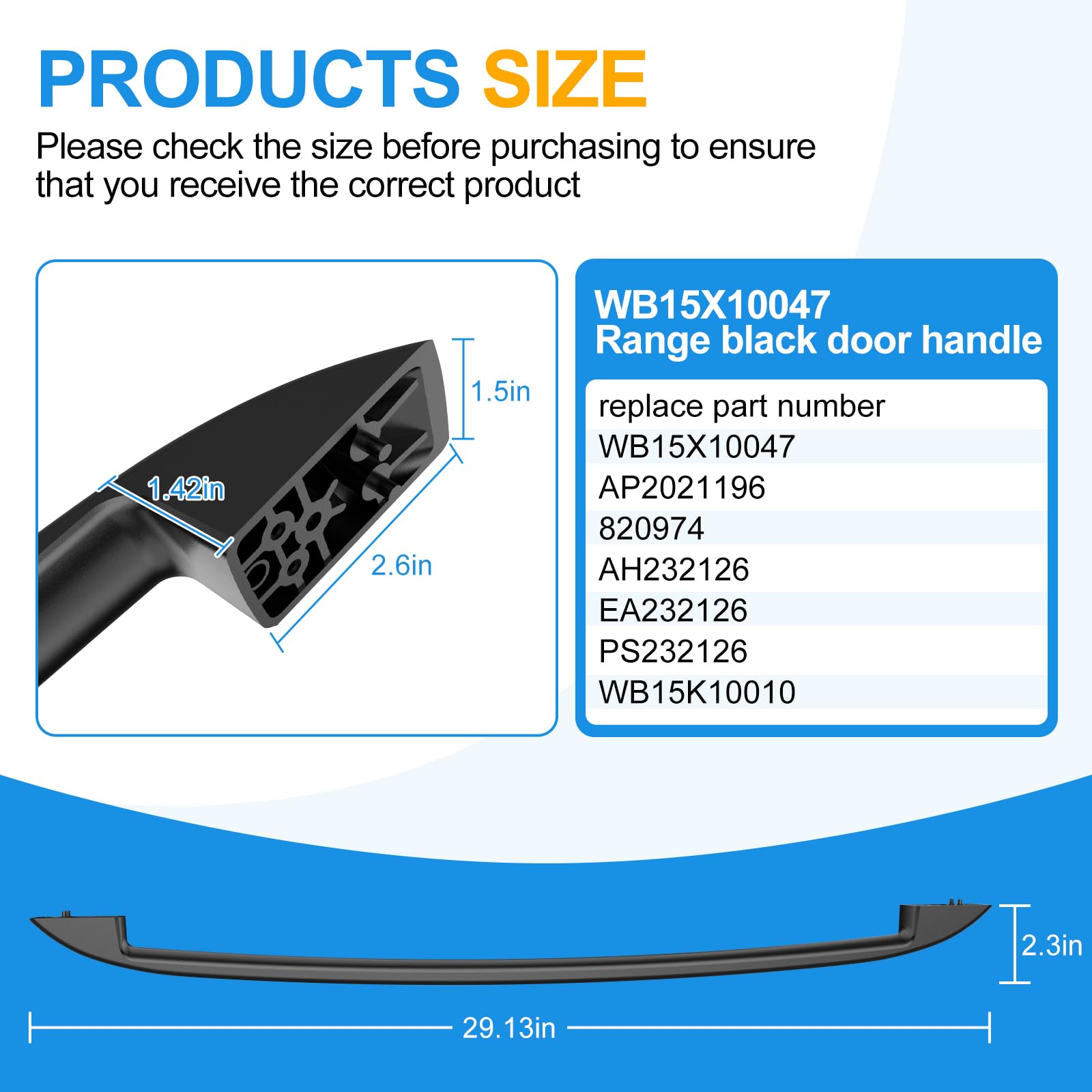 WB15X10047 Range Oven Door Handle for Ge Hotpoint Stove Parts Door Handle