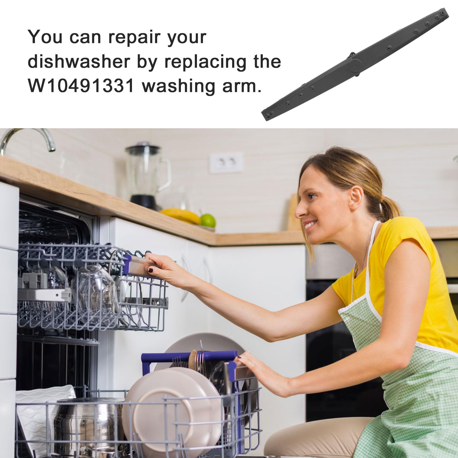 W10491331 Dishwasher Spray Arm Replacement Arm Compatible with Whirlpool, Amana, Ikea Dishwasher Parts Replaces WPW10491331, 2312843, PS11755592 - Image 4