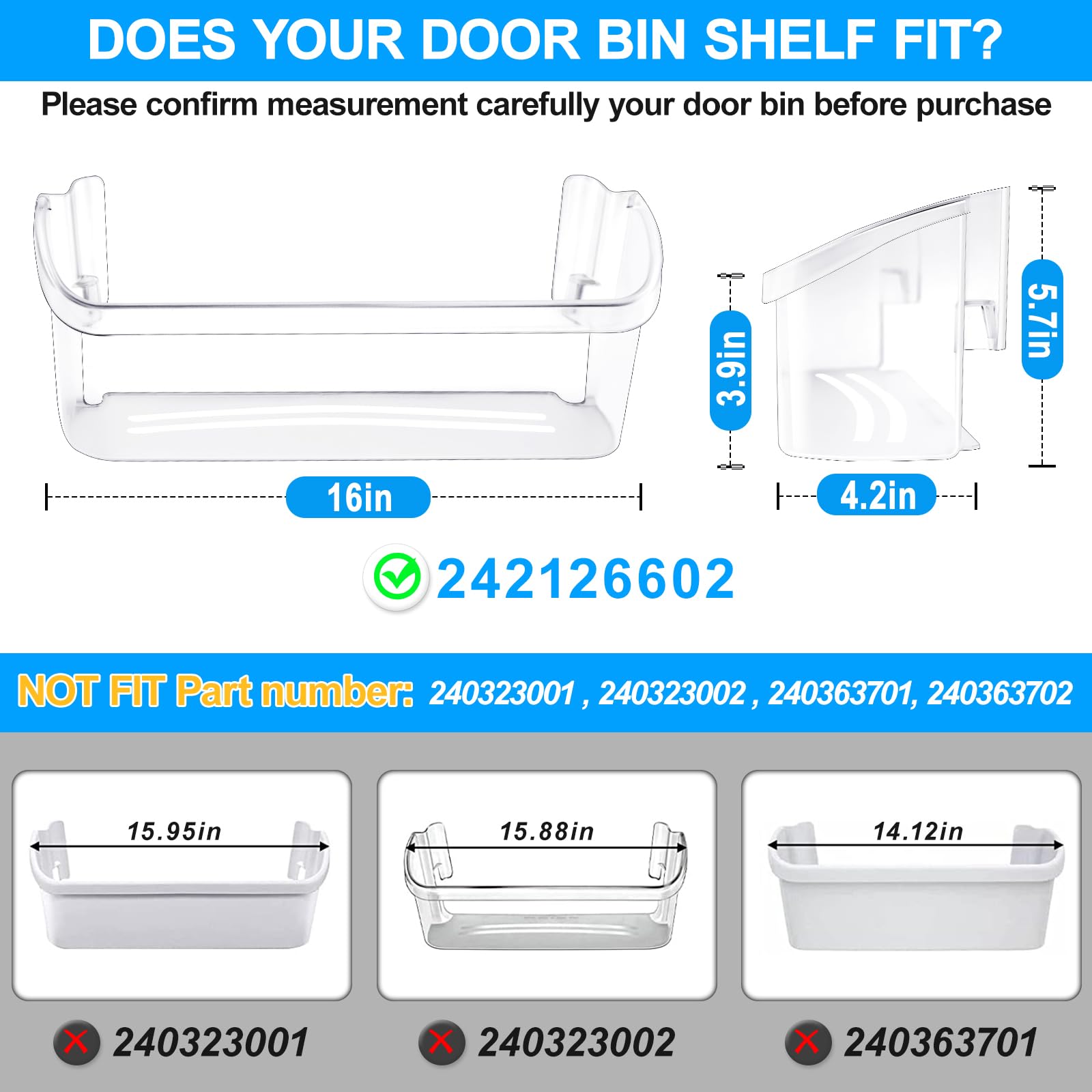 UPGRADED 242126602 Refrigerator Door Bin for Frigidaire Shelf Replacement - Image 5