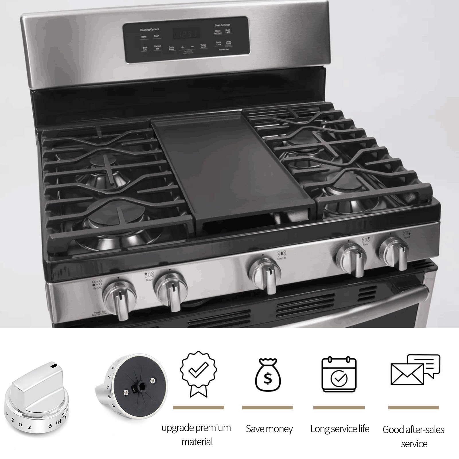 atgestore WB03X24818 222D5786P010 Gas Stove Knob Replacement for GE Stove Parts KIP 5G92 Burner Knobs GE Range Oven Parts Plastic Surface Burner Control Knob Range Cooktop Knobs 5 Pcs