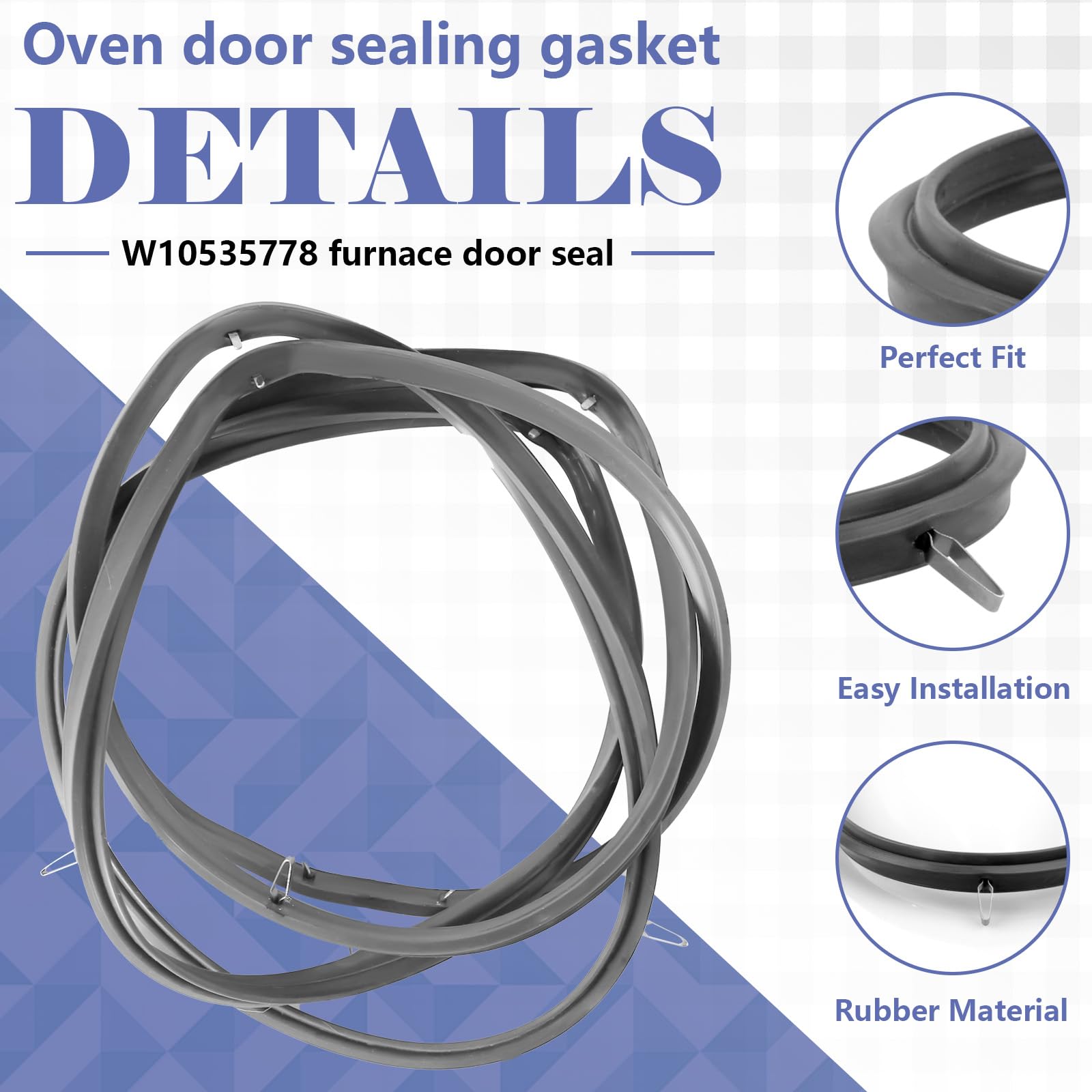 W10535778 WPW10535778 Range Oven Door Seal Gasket Fits for Whirlpool - Image 5