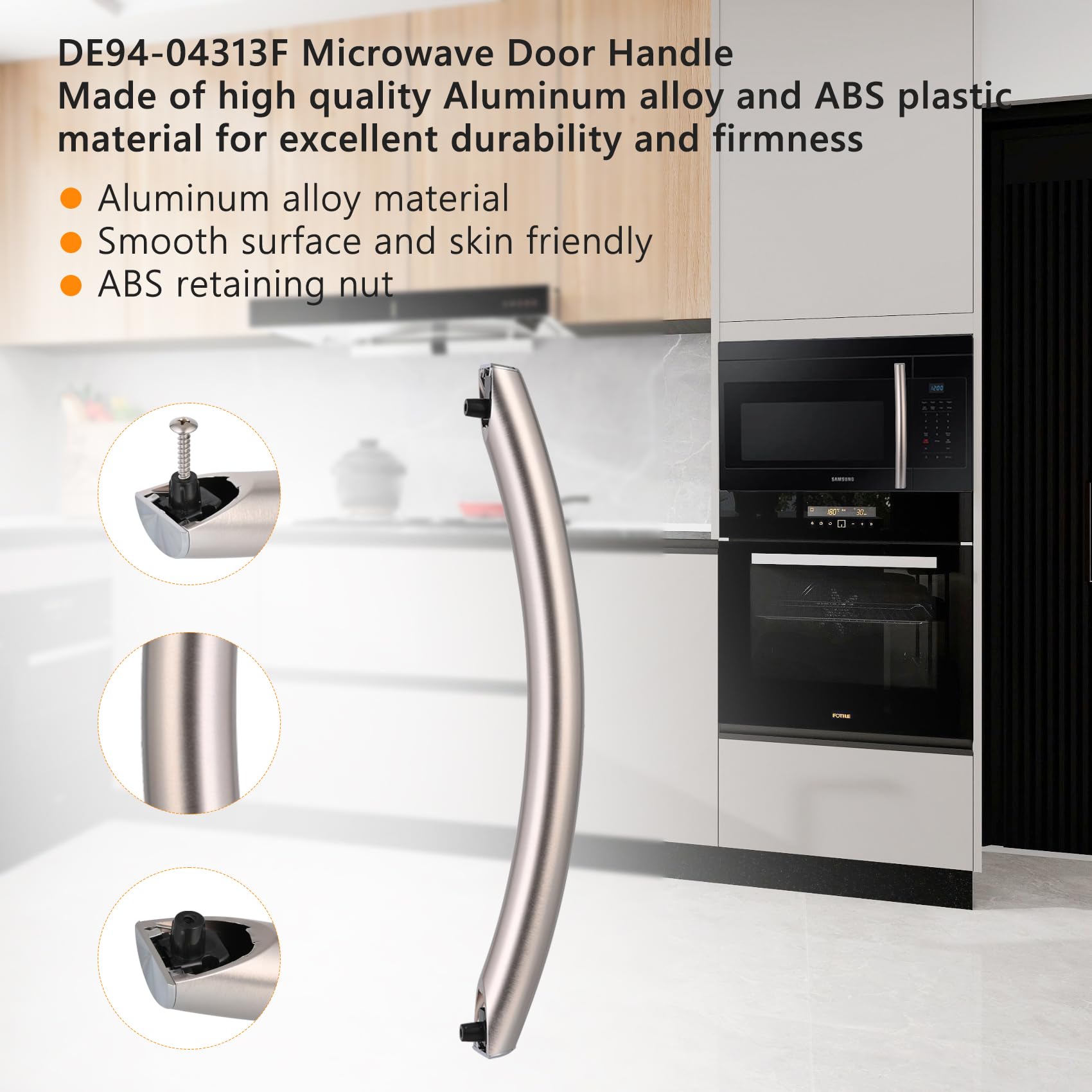 Upgraded ME16A4021AS Microwave Door Handle, DE94-04313F Assembly Handle Compatible with Samsung ME16A4021AS/AA Microwave, Replaces Samsung Microwave Door Handle ME16A4021AS, Alloy Material - Image 7