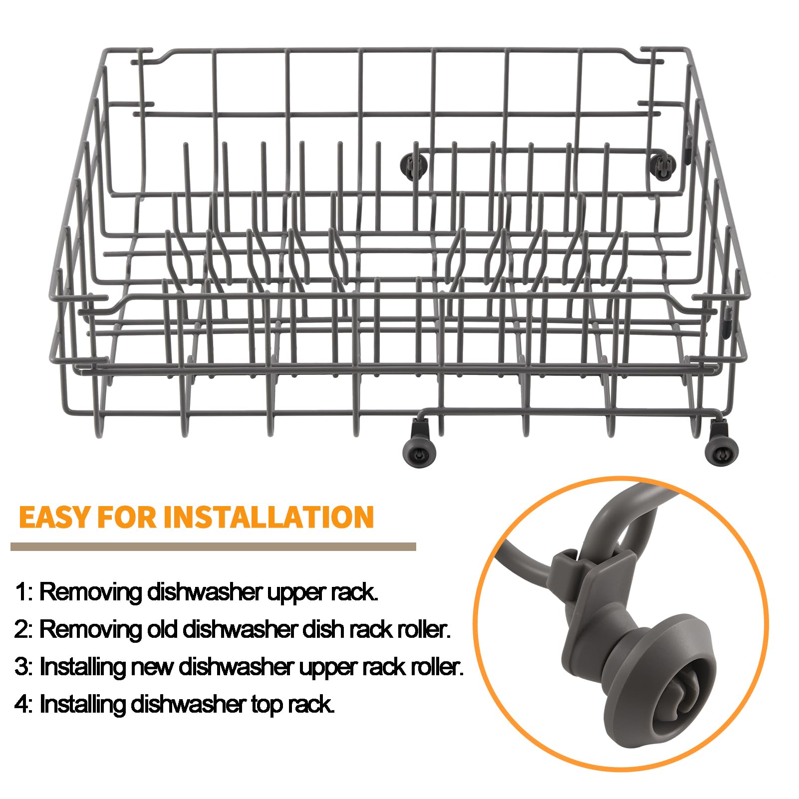 Upgraded 154522902 Dishwasher Dishrack Roller Wheels Replacement Parts for Frigidaire Dishwasher Rack Upper Roller 5304535380 Rack Parts Frigidaire Kenmore Dishwasher Roller Basket Top Wheels 4Pcs - Image 3