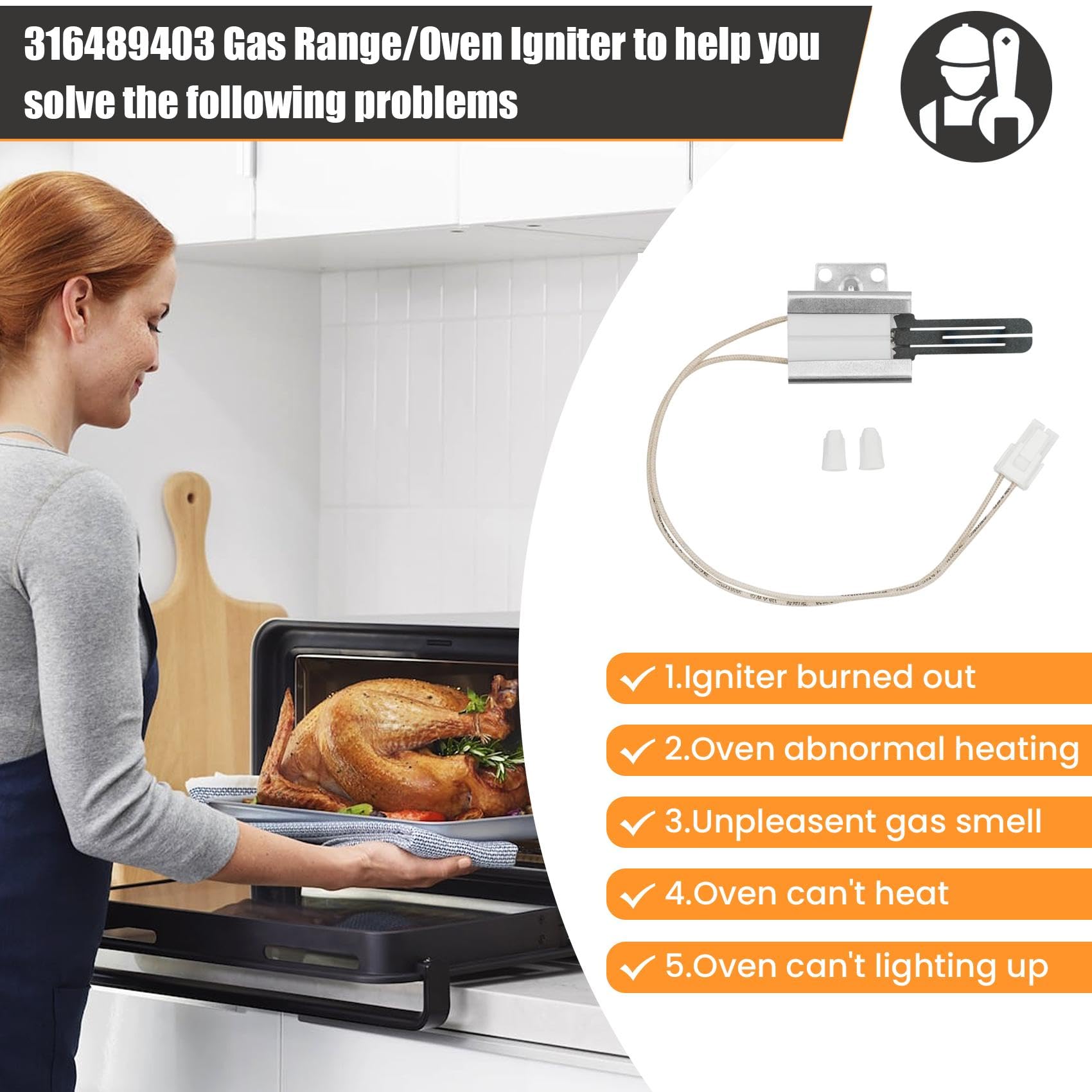 316489403 Gas Oven Igniter Compatible with Part of Crosley Electrolux - Image 3