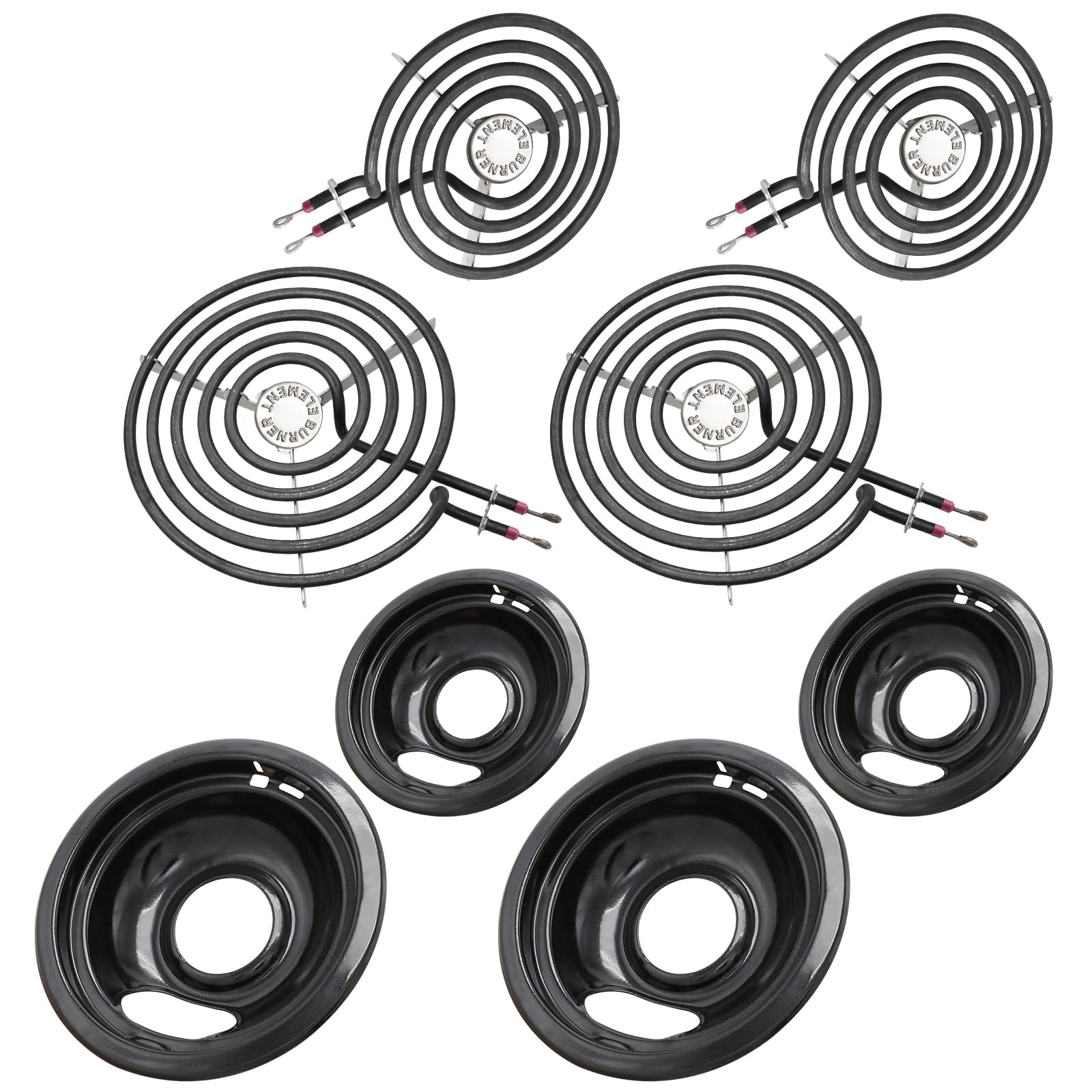COZZIVITA MP22YA Electric Stove Burner Element Replacement Set & W10290350 W10290353 4 Pack Black Drip Pans