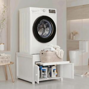 GangMei 29" Washer and Dryer Pedestal with Storage Cabinet, 23" High Stand