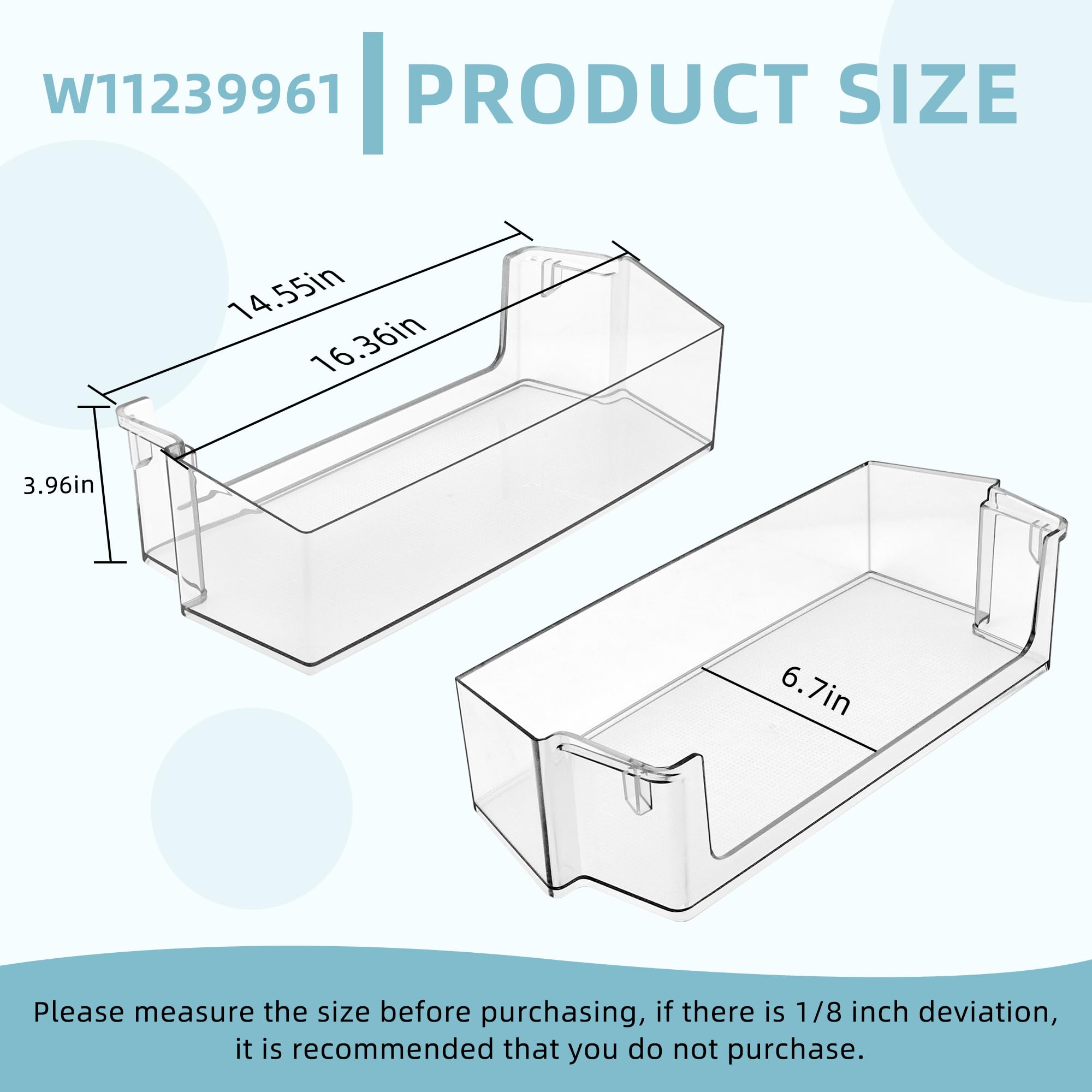2 PACK W10900538 W11239961 Refrigerator Door Shelf Bin (RIGHT) BY AMI PARTS - Image 3