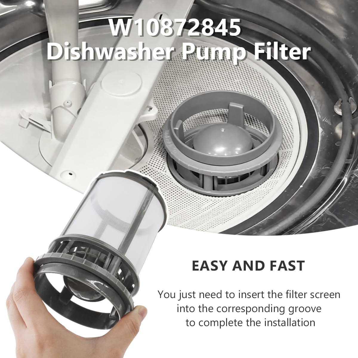 W10872845 Dishwasher Filter Replacement Fits for Whirlpool Kitchenaid Amana