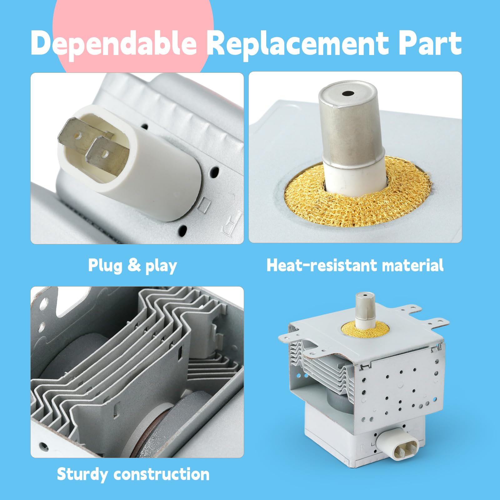 GLOXTED W10754299 Microwave Magnetron Compatible with Whirlp MH1160XSY1 WMH31017HZ0 WMH31017HB0 Microwave Oven, Replace 2M226-03GWH W10216360 W10496310 W10210845 W11391712 8206341 2M248J 2M319H
