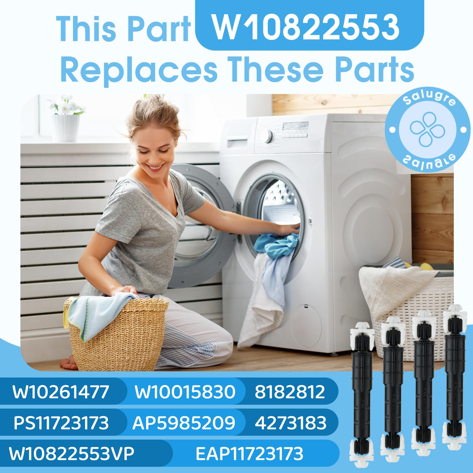 OEM W10822553 8182812 Washer Shock Absorber 4-Pack Compitable for Whirlpool Maytag Amana Kenmore KitchenAid Washer, Replacement Part W10015830 W10261477 W10822553VP 4273183 AP5985209 EAP11723173 - Image 7