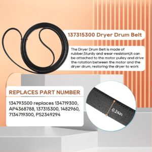 Casmer Dryer Repair Kit Compatible With electrolux Dryers Includes 137315300 Dryer Belt and 134793500 Idler Pulley replaces 134719300, 134793511, EAP16227173, Figure 7 Shows More Models