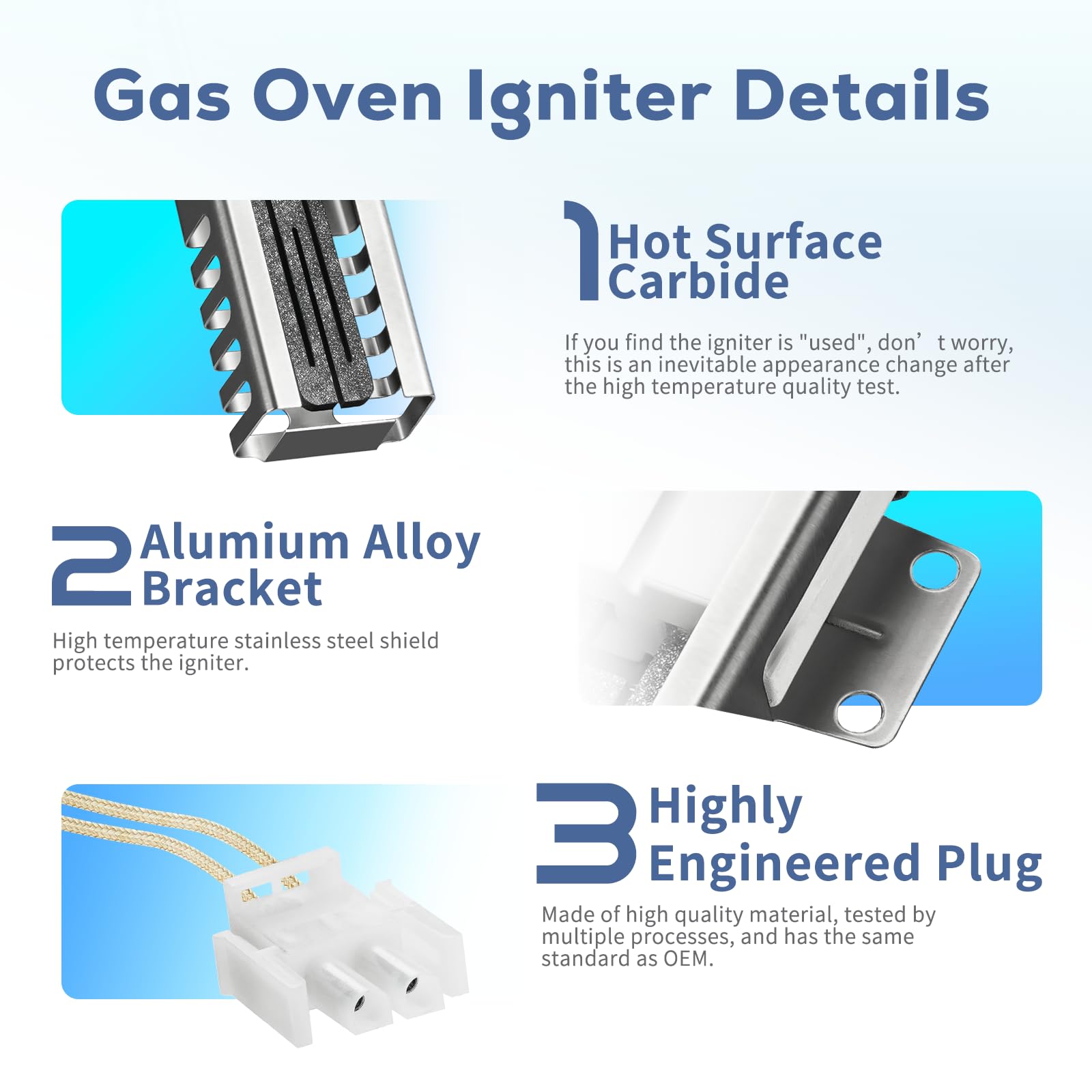 Upgraded DG94-00520A Gas Range Oven Igniter Fit for Sam-sung NX58H5600SS Nx58h9500WS Replacement for G-E Whirl-pool Hot-point 2692271 AP5577941 WB13K21 Norton 501a W10918546 Range Oven by BOGDA