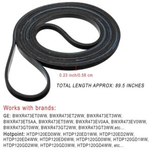 Seentech WE12M29 WE03X29897 Dryer Drum Belt for GE Hotpoint Frigidaire Dryer, 89.5 Inch 4 Rib Belt - Replaces WE12M22 WE12M33 137292700 134163500 AP4324040 PS1766009