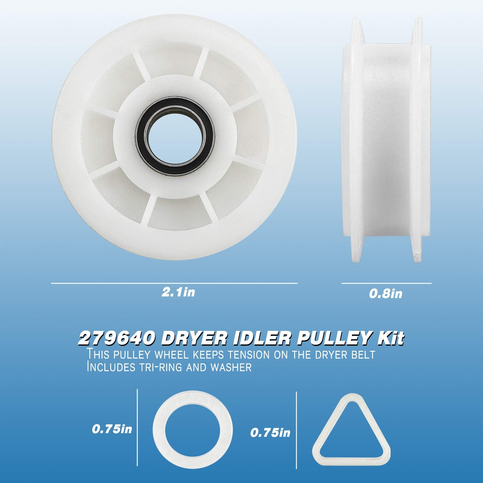 UPGRADED 4392067 Dryer Repair Kit with W10837240 Idler Pulley - Image 8