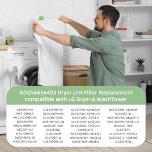 ADQ56656403 Dryer Lint Filter Replacement for LG Dryers & WashTowers, Replace AP7012980 PS16546780 DLEX4000W DLGX4001B DLE3600W DLEX4000B DLGX5501V DLGX4201B DLE3460W,11.2" * 10.9" with Lint Brush